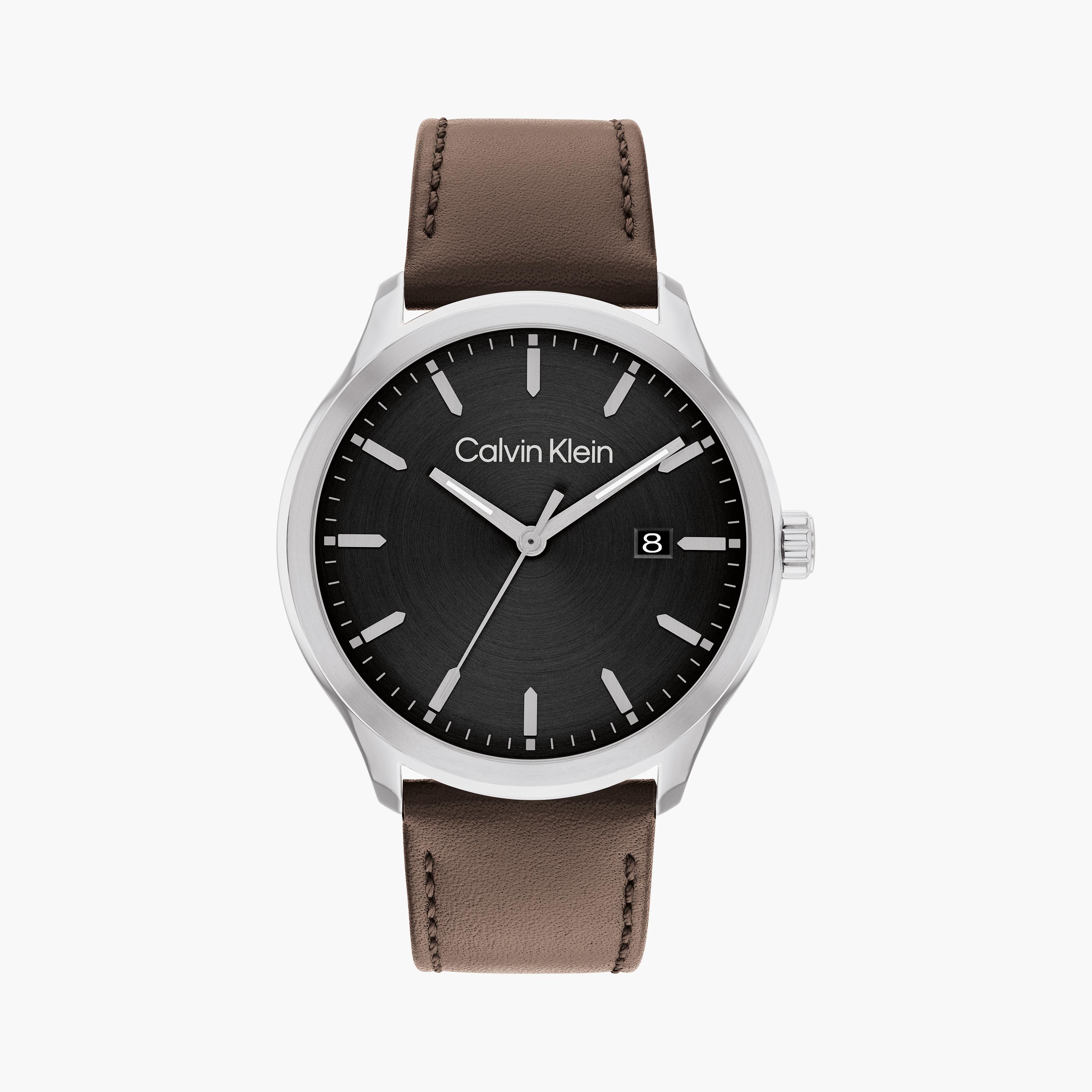 كالفن كلاين ساعة يد رجالية تناظرية جلد بني | 25200354-men-watchesandjewellery-watches-image-1