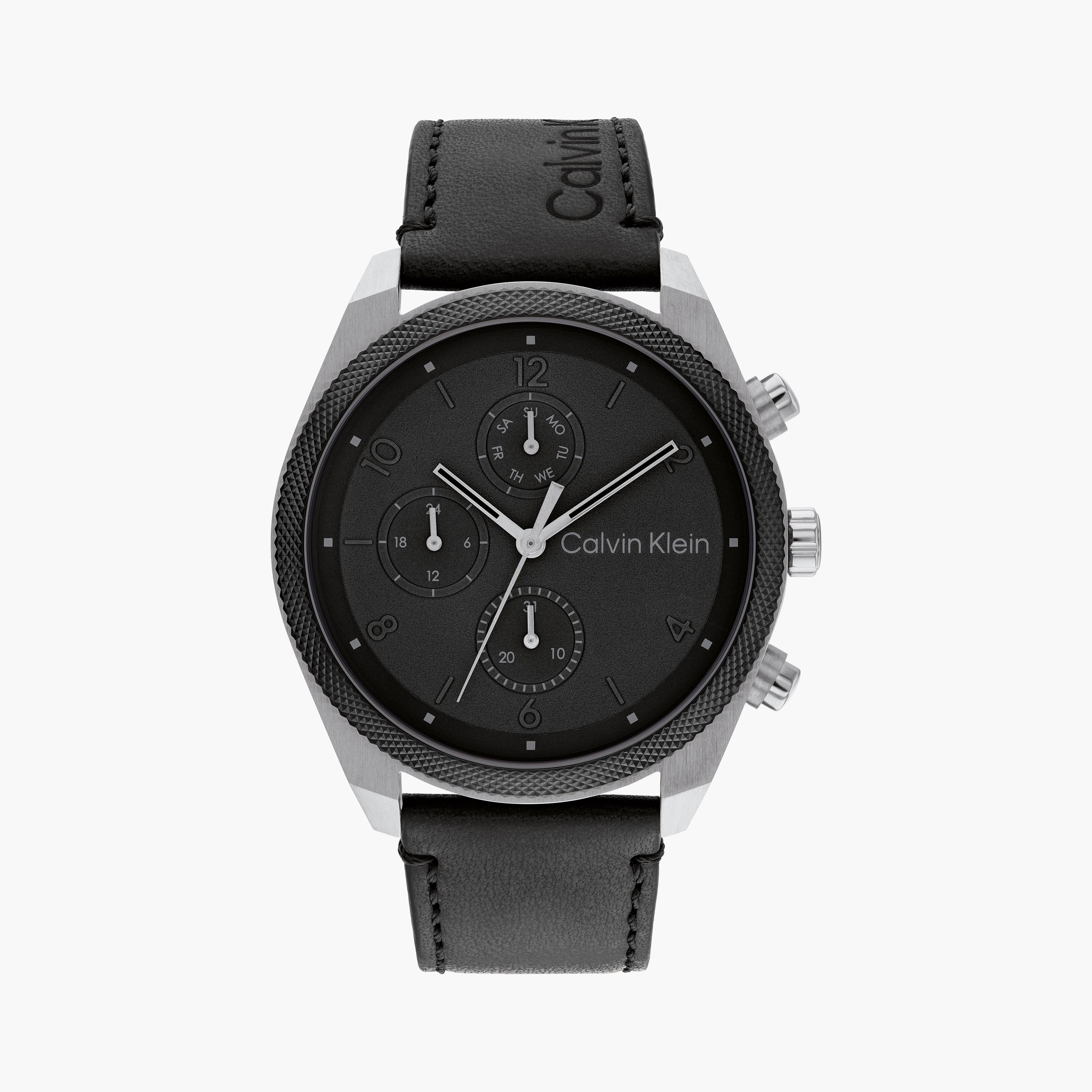 Shop Calvin Klein Men's Black Chronograph Leather Watch | 25200364 ...