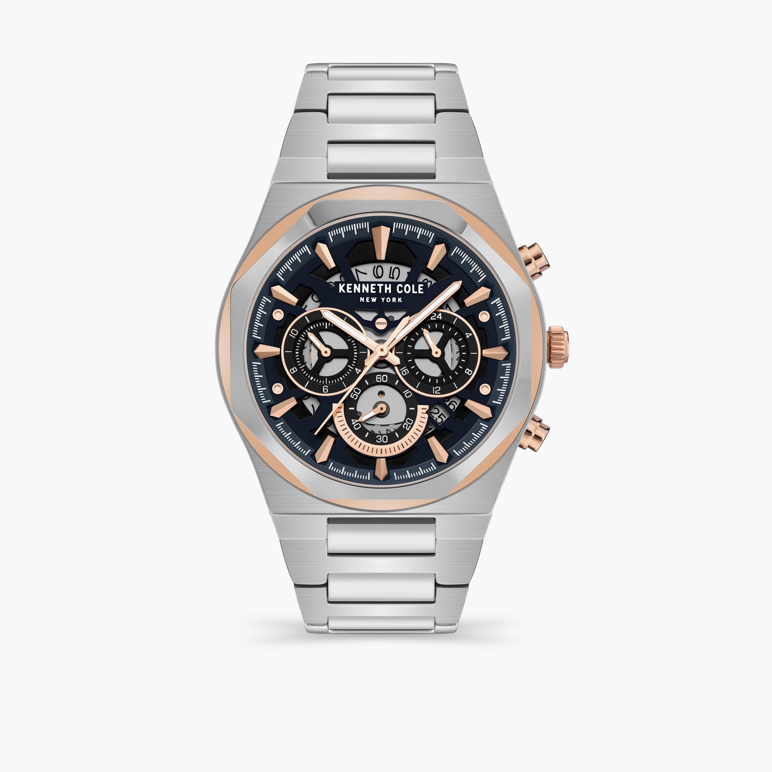 كينيث كول ساعة يد رجالية كرونوغراف ستانلس ستيل فضي | KCWGK2130701-men-watchesandjewellery-watches-image-1
