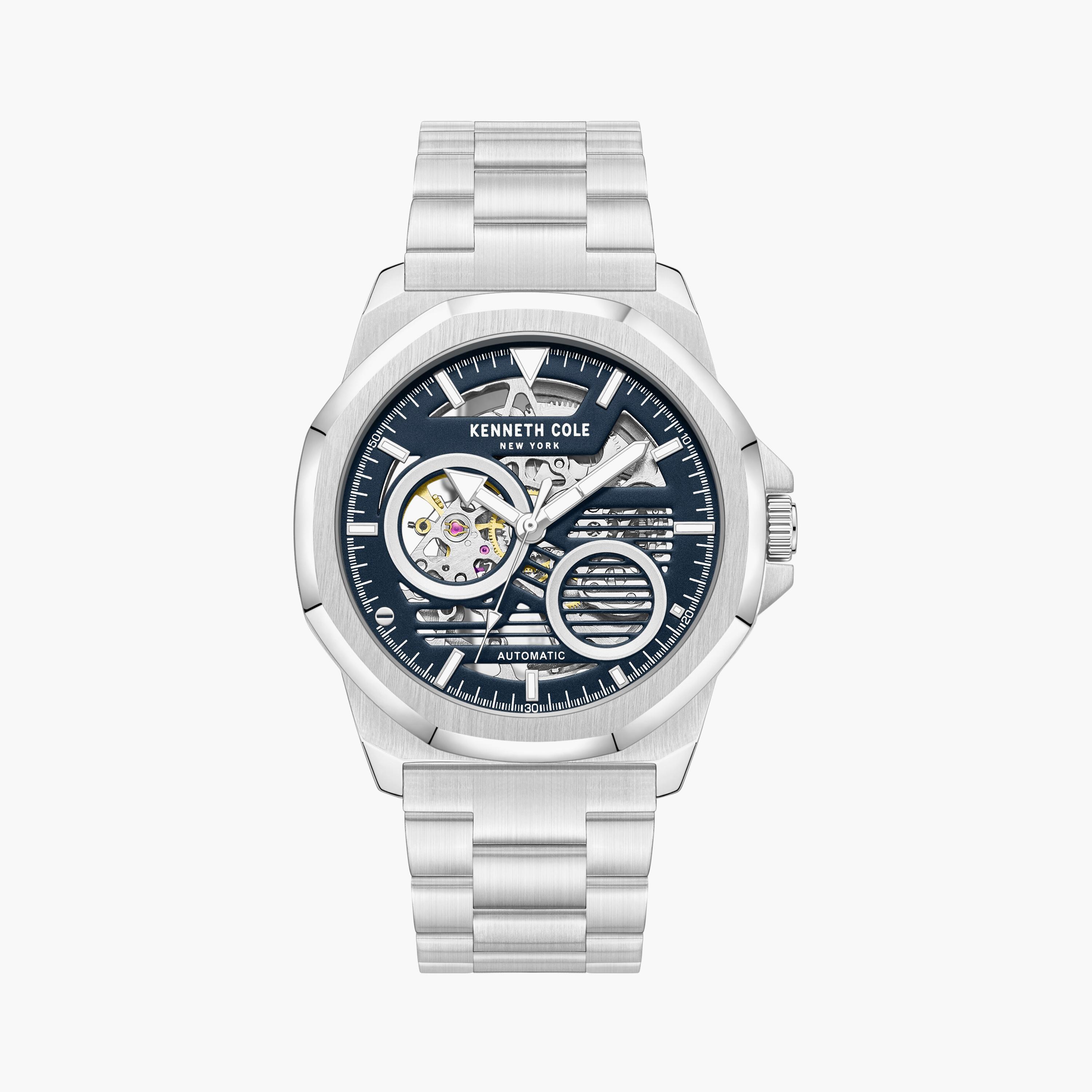 كينيث كول ساعة يد رجالية أوتوماتيكية ستانلس ستيل فضي | KCWGL0013602-men-watchesandjewellery-watches-image-1