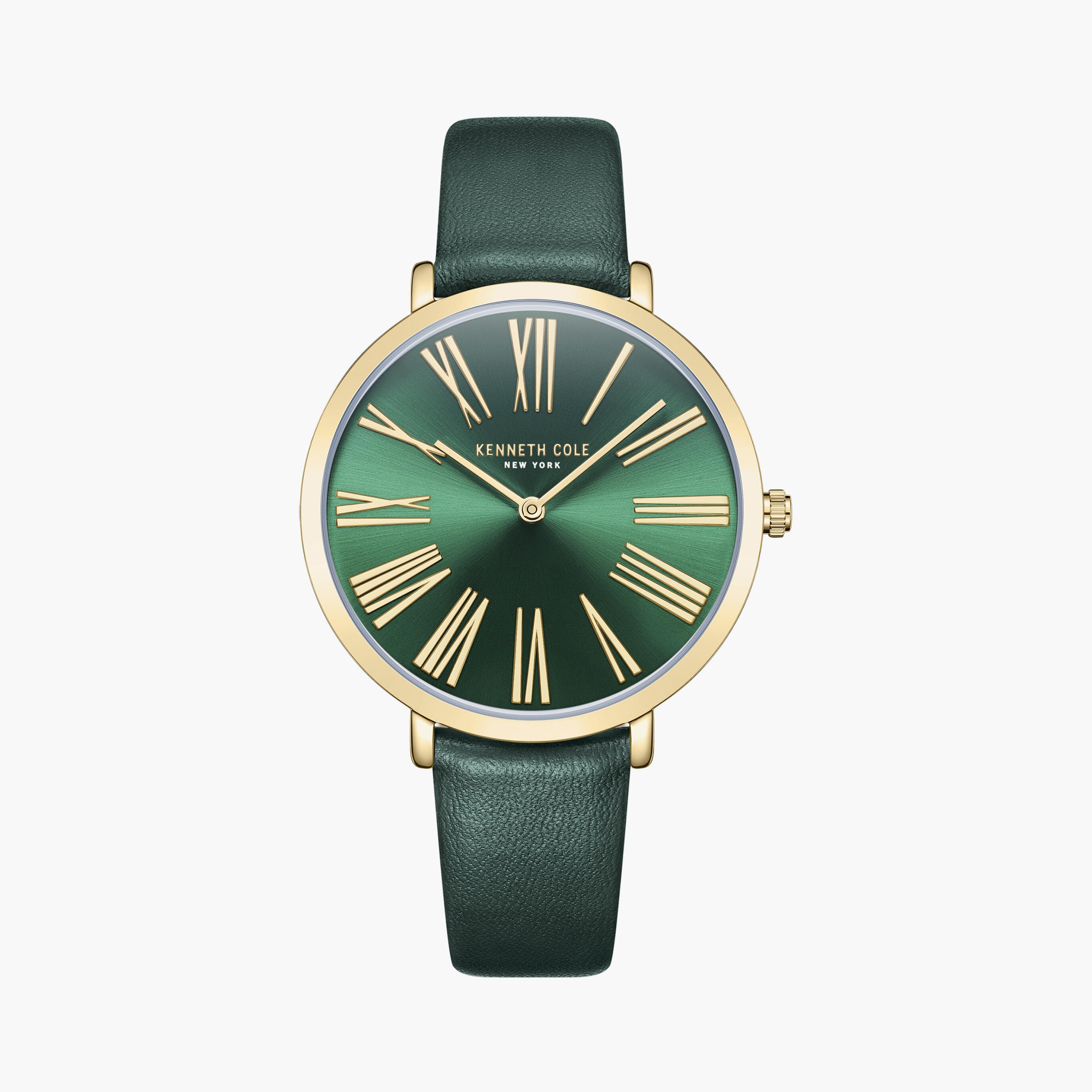 كينيث كول ساعة يد نسائية تناظرية جلد أخضر | KCWLA0027303-women-watchesandjewellery-watches-image-1