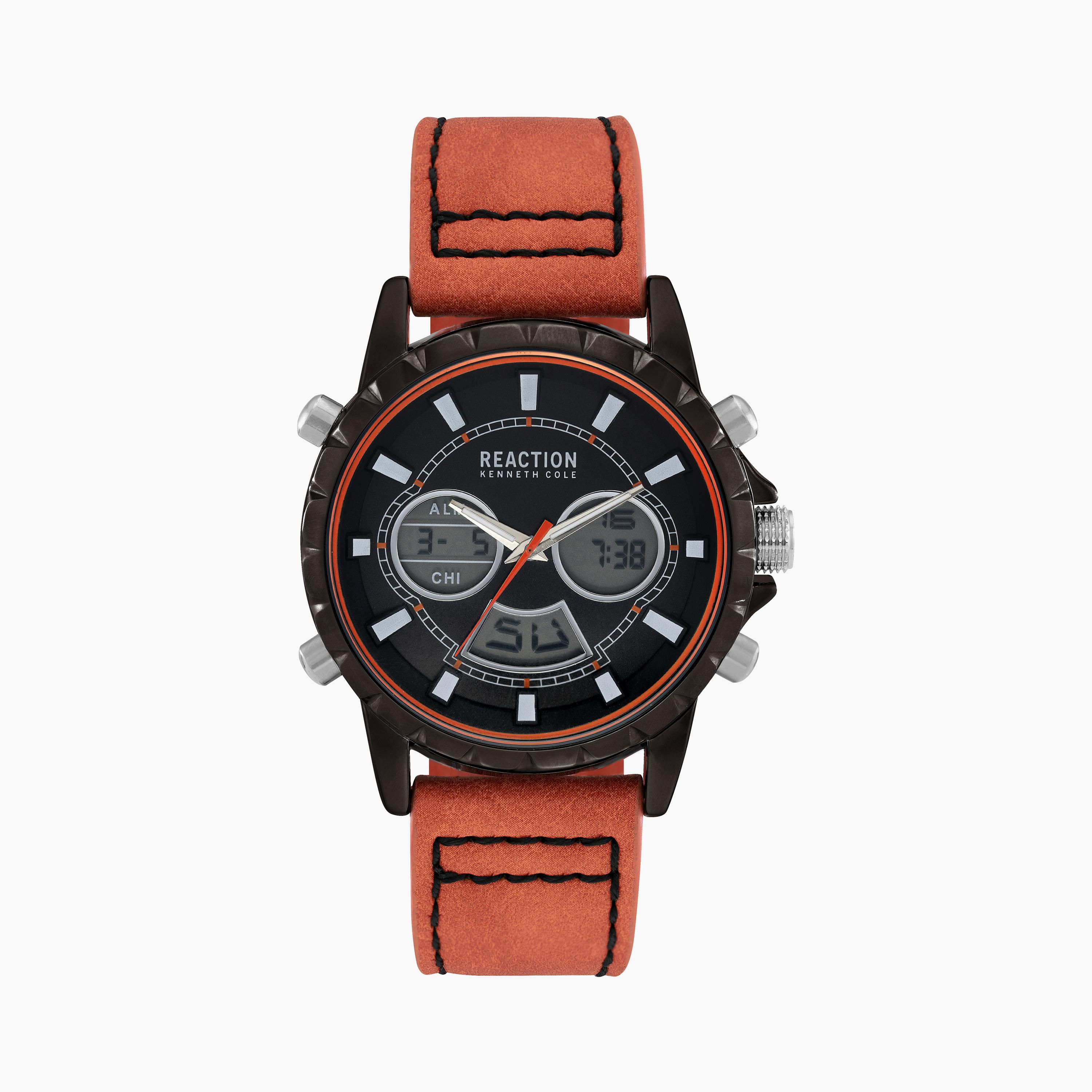 كينيث كول ساعة يد رجالية كرونوغراف جلد برتقالي | RK50966010-men-watchesandjewellery-watches-image-1