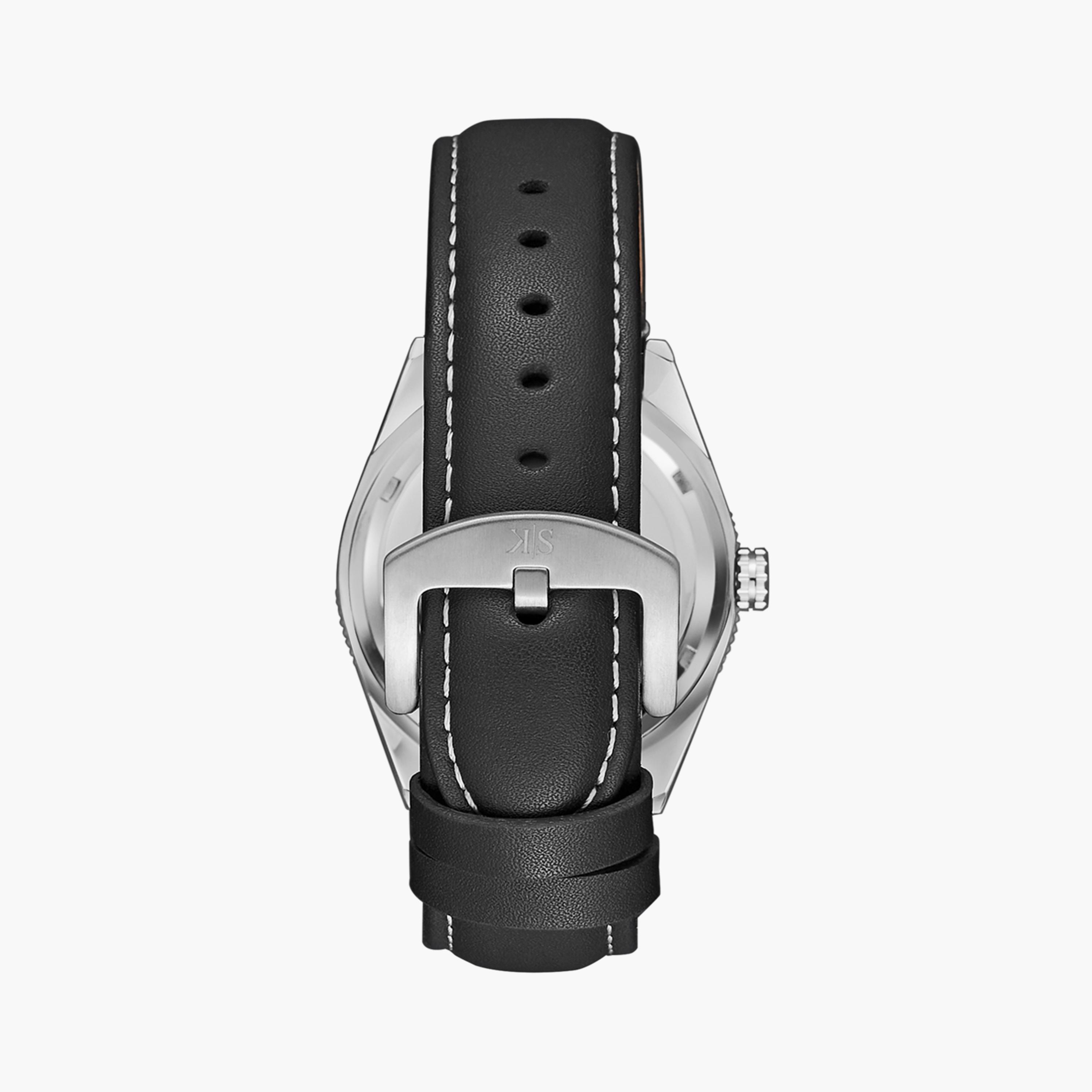 Kenneth Scott Men's Japanese Quartz Movement Black Analog Leather Watch | K23028-SLBB-men-watchesandjewellery-watches-image-3