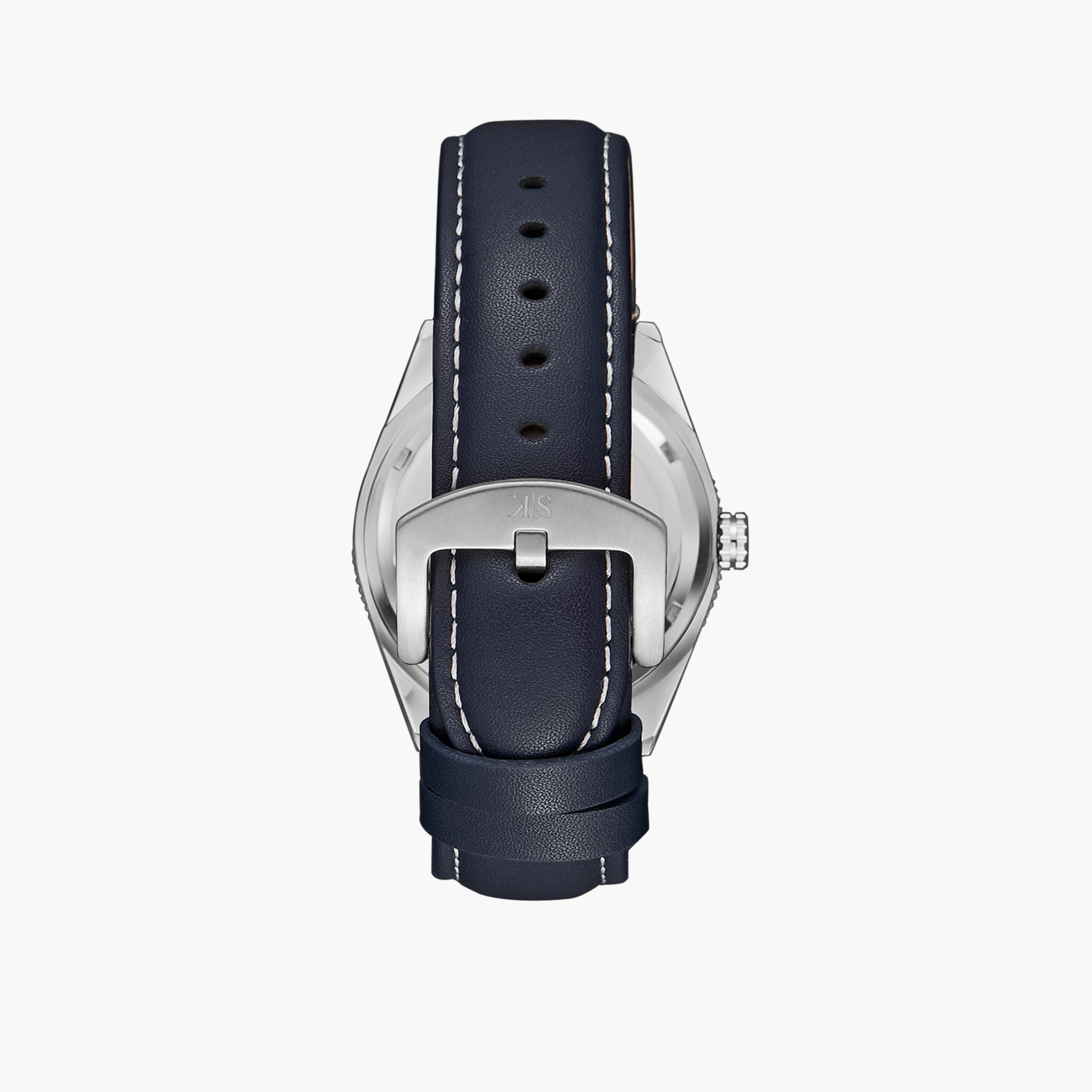 Kenneth Scott Men's Japanese Quartz Movement Blue Analog Leather Watch | K23028-SLNN | 50 MM-men-watchesandjewellery-watches-image-3