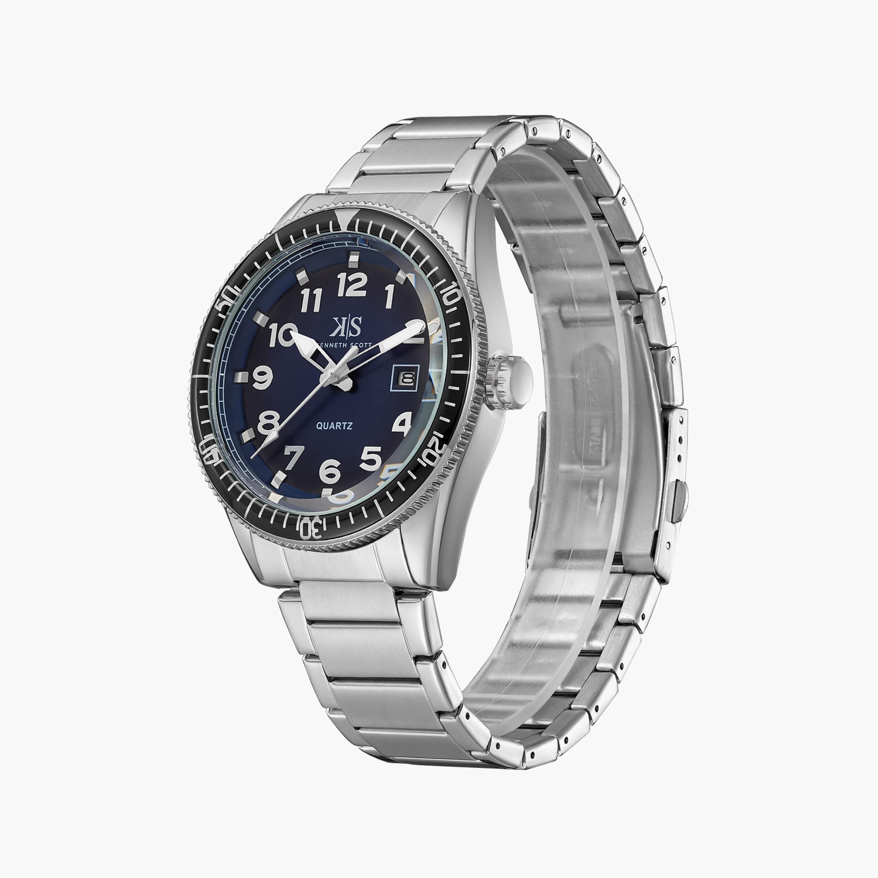Kenneth Scott Men's Japanese Quartz Movement Silver Analog Stainless Steel Watch | K23028-SBSN-men-watchesandjewellery-watches-image-2
