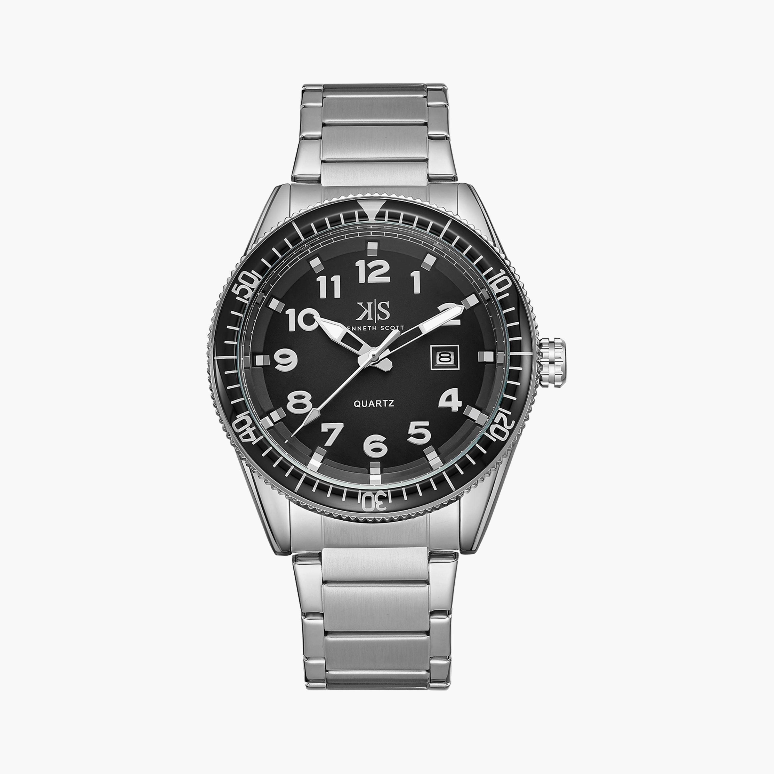 كينيث سكوت ساعة يد رجالية تناظرية حركة كوارتز يابانية ستانلس ستيل فضي K23028-SBSB-men-watchesandjewellery-watches-image-1