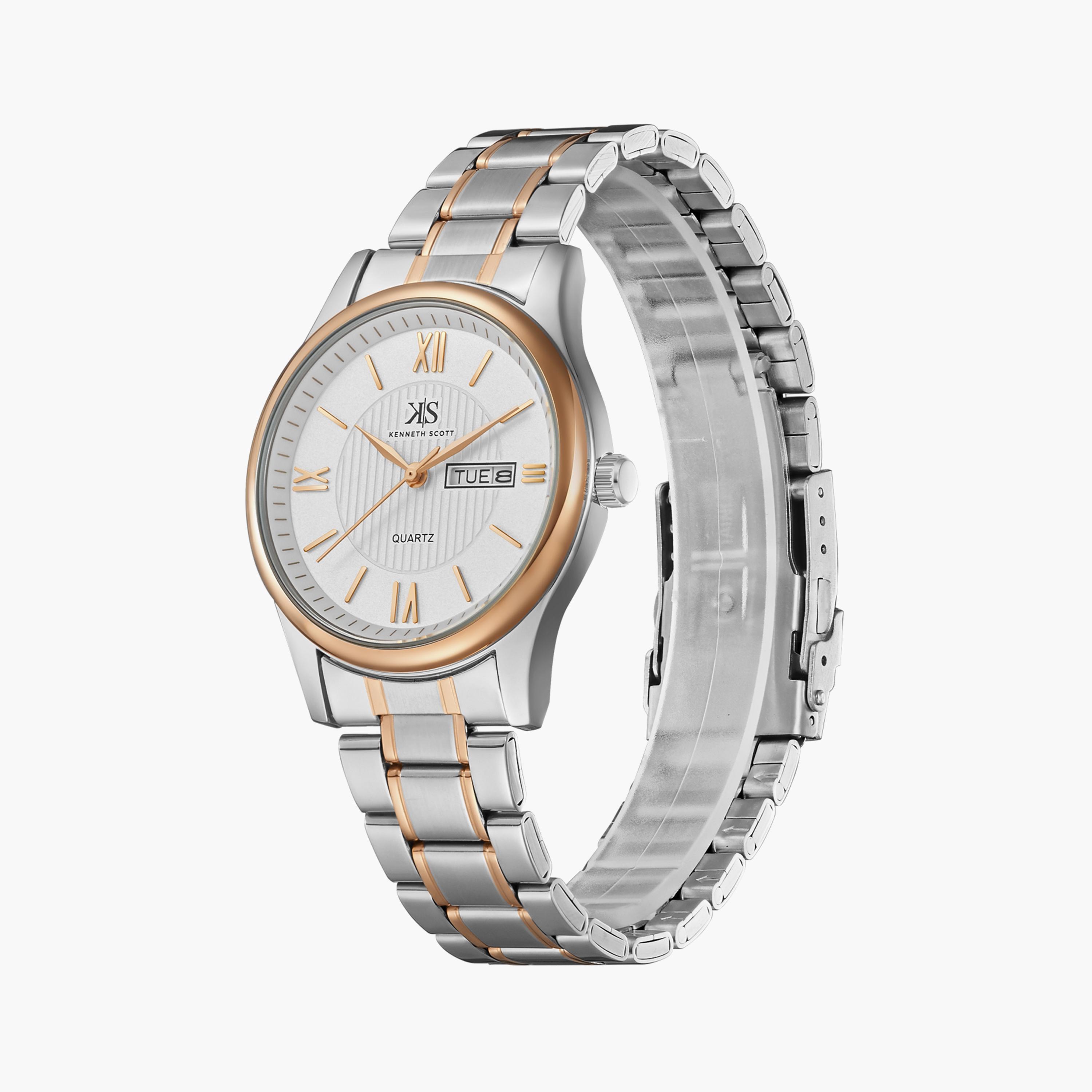 Kenneth Scott Japanese Quartz Movement Silver & Gold Analog Metal Watch | K23029-KBKW-girls-accessories-watches-image-2