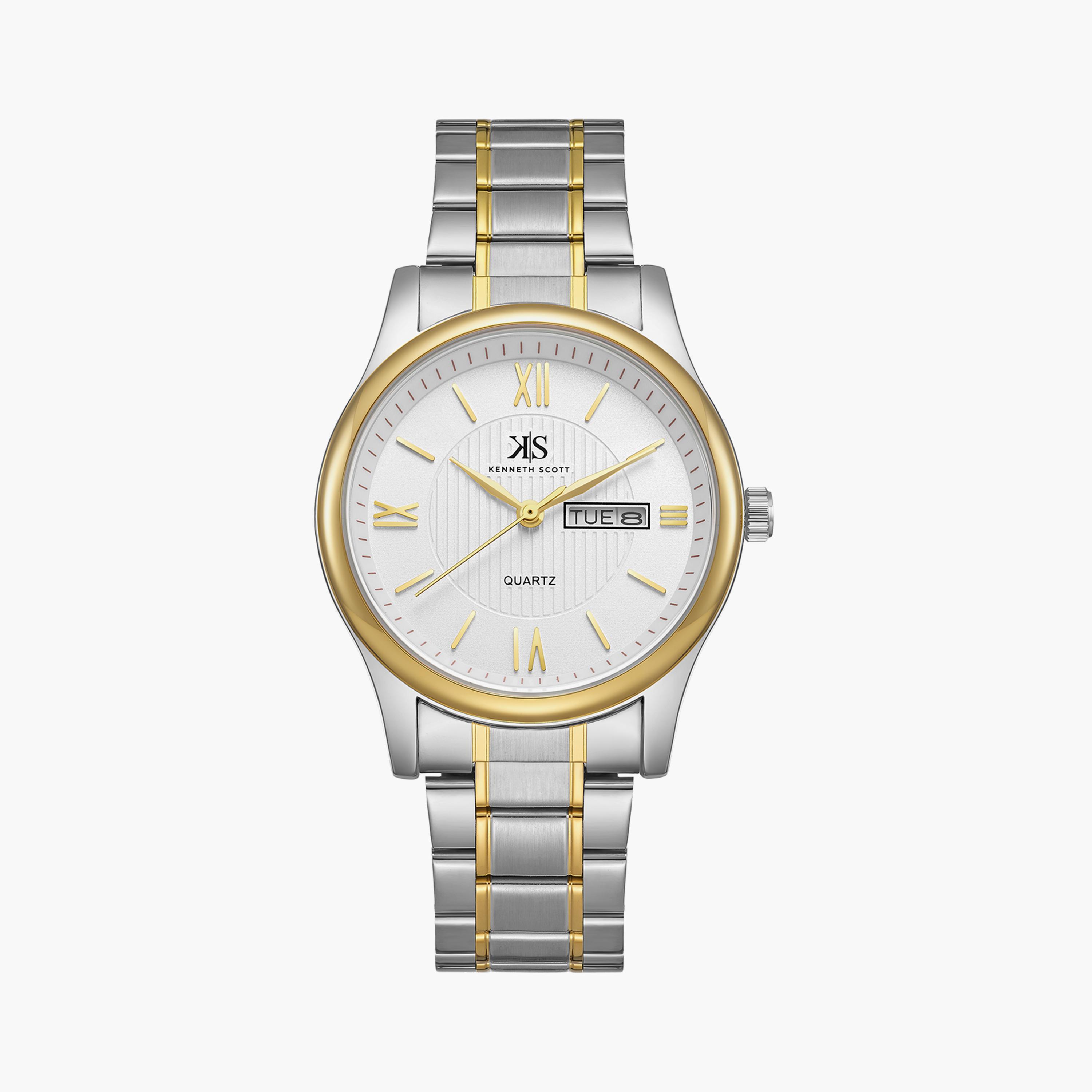 Kenneth Scott Japanese Quartz Movement Silver & Gold Analog Metal Watch | K23029-TBTW-women-watchesandjewellery-watches-image-1