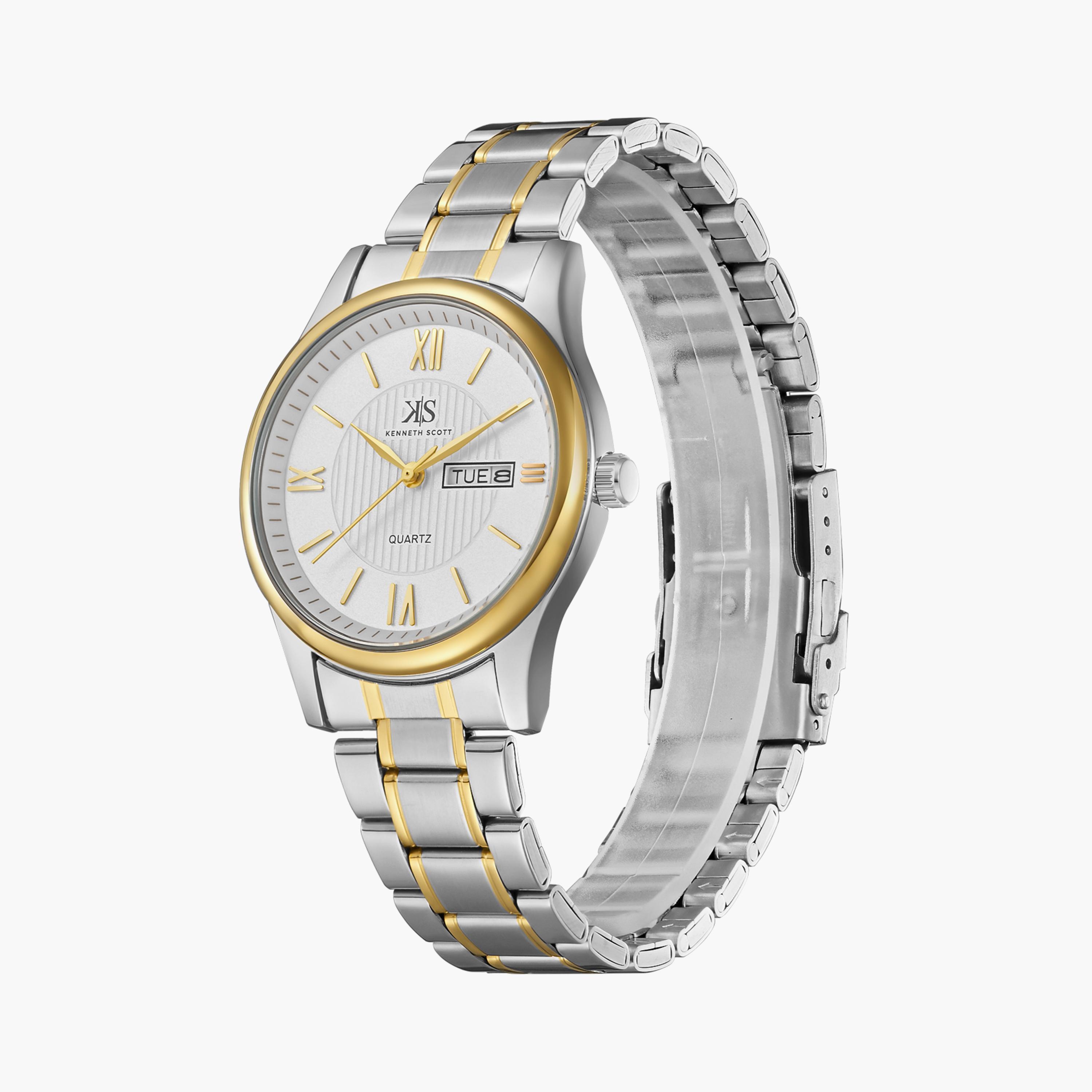 Kenneth Scott Japanese Quartz Movement Silver & Gold Analog Metal Watch | K23029-TBTW-women-watchesandjewellery-watches-image-2