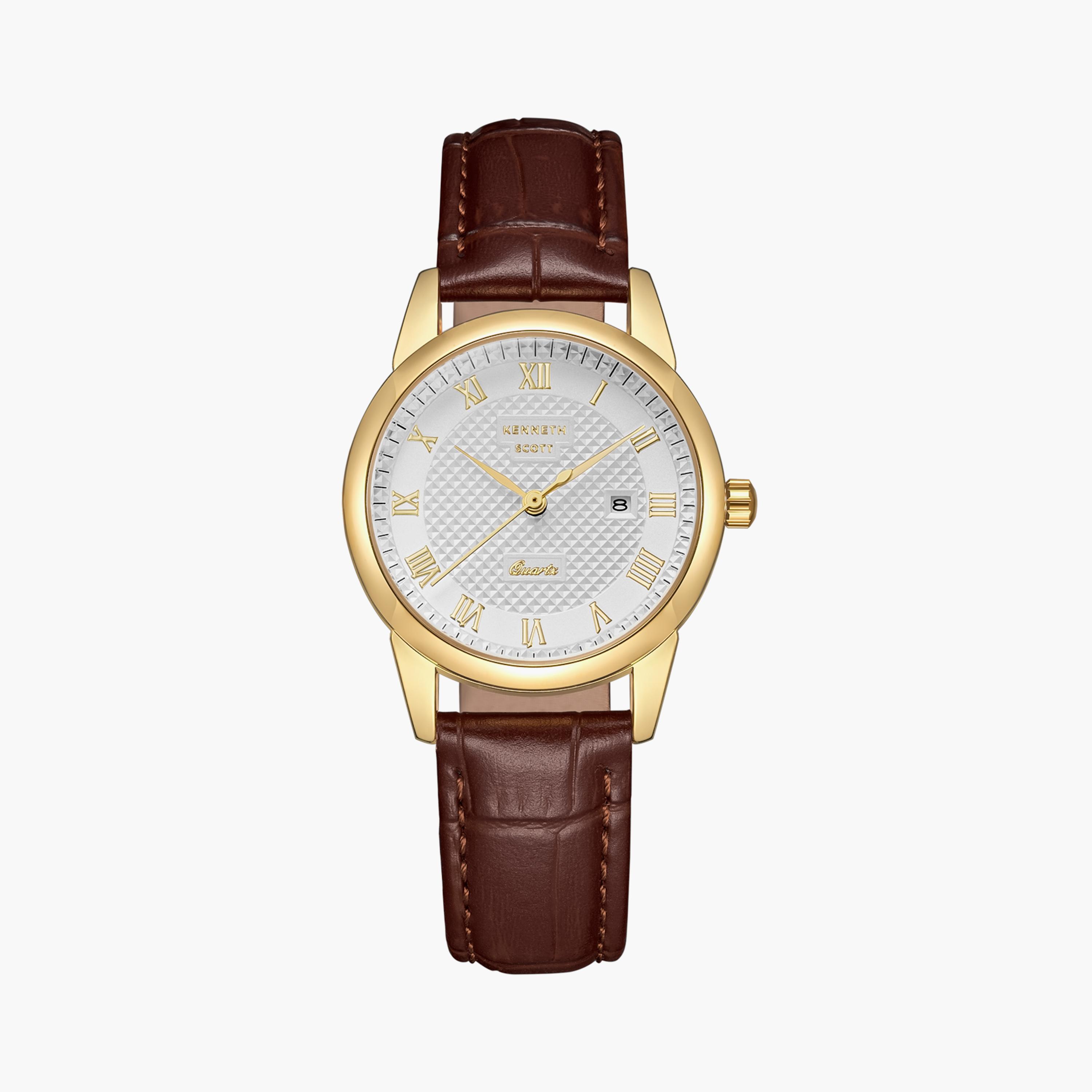 كينيث سكوت ساعة يد نسائية تناظرية حركة كوارتز يابانية جلد بني K23530-GLDI-women-watchesandjewellery-watches-image-1