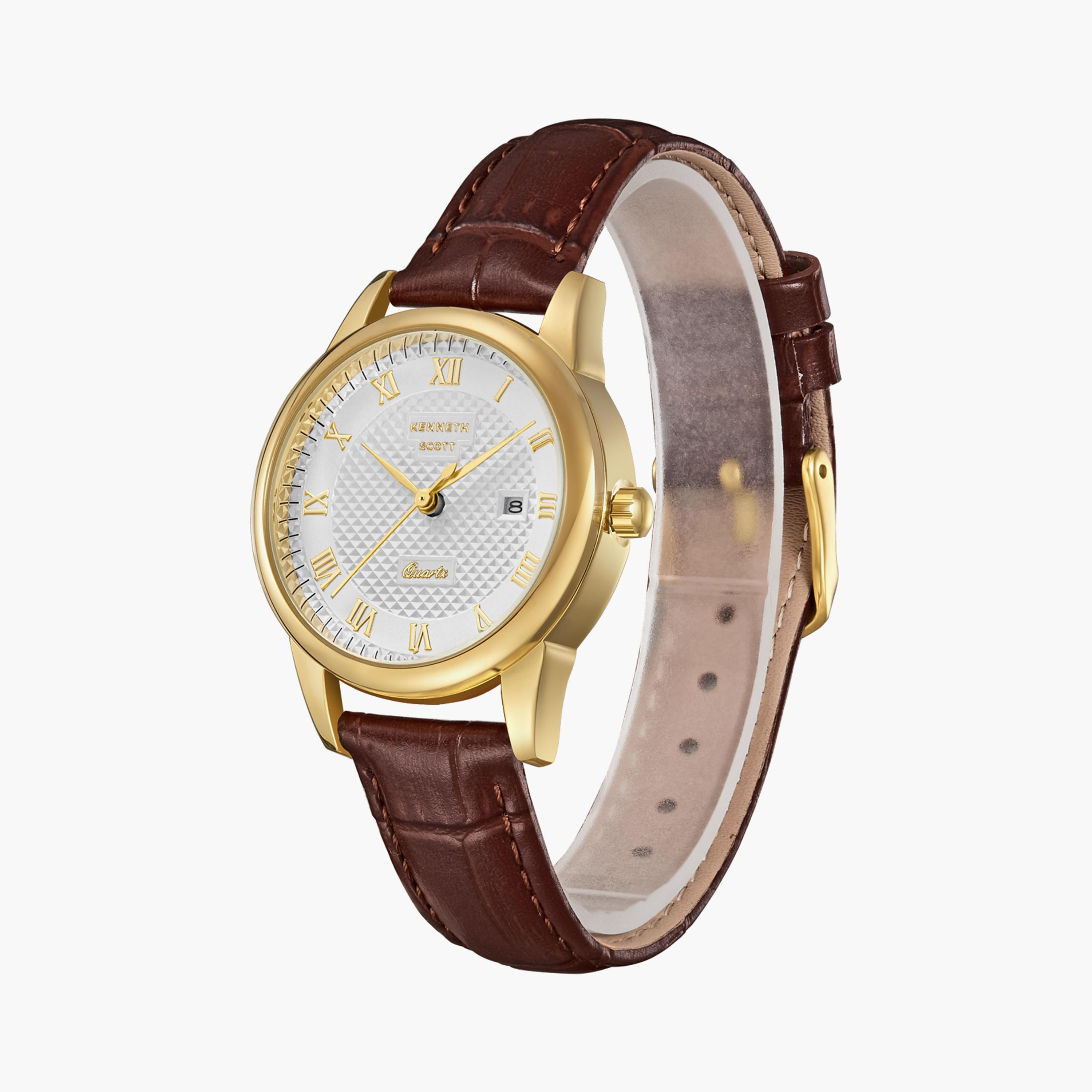 كينيث سكوت ساعة يد نسائية تناظرية حركة كوارتز يابانية جلد بني K23530-GLDI-women-watchesandjewellery-watches-image-2