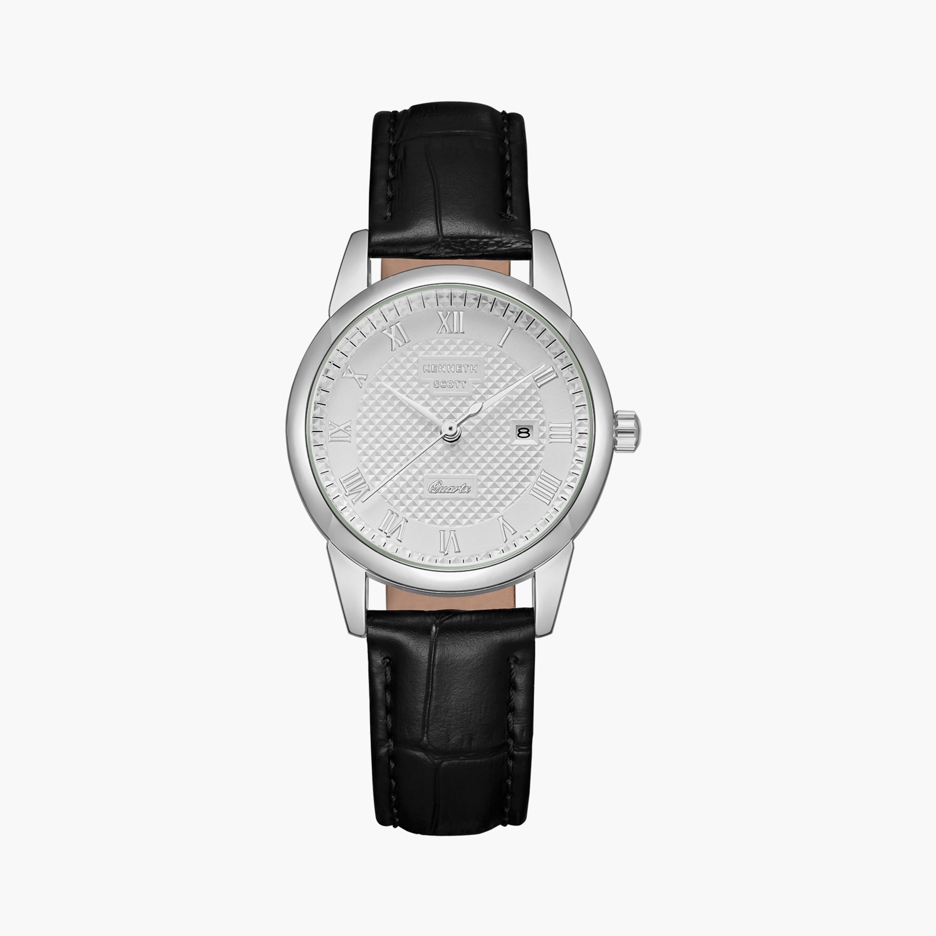 Kenneth Scott Women's Japanese Quartz Movement Black Analog Leather Watch | K23530-SLBW-women-watchesandjewellery-watches-image-1