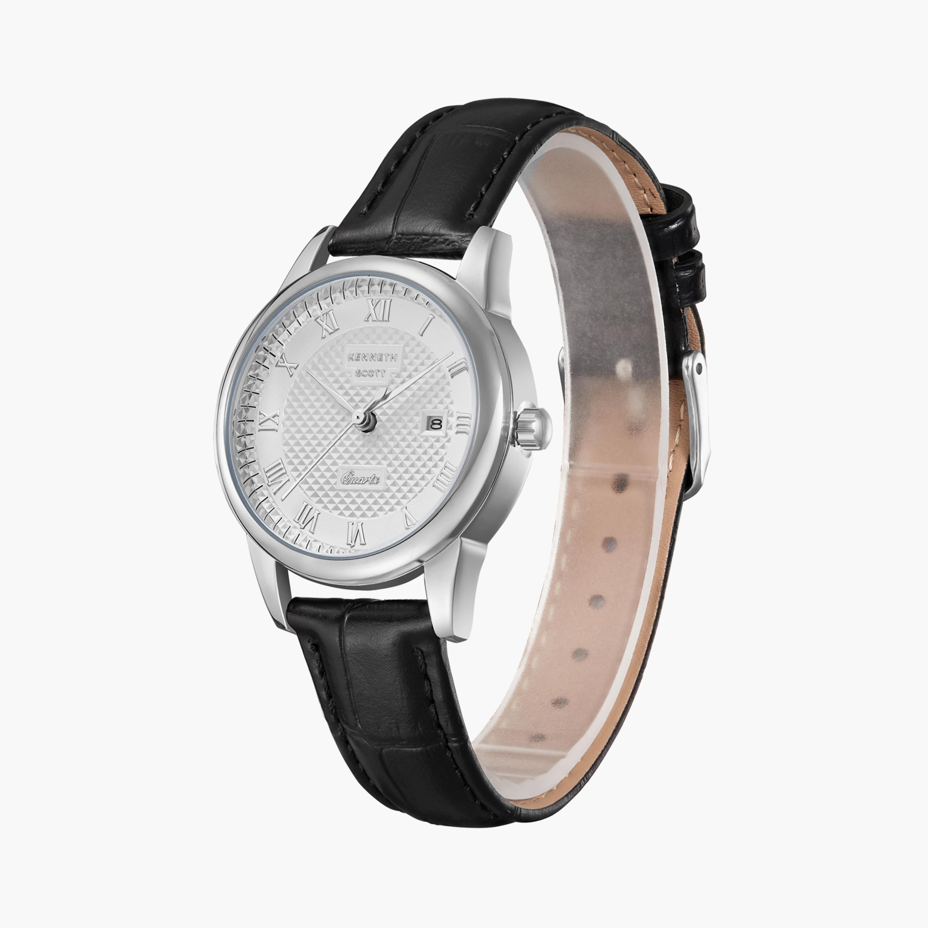 Kenneth Scott Women's Japanese Quartz Movement Black Analog Leather Watch | K23530-SLBW-women-watchesandjewellery-watches-image-2