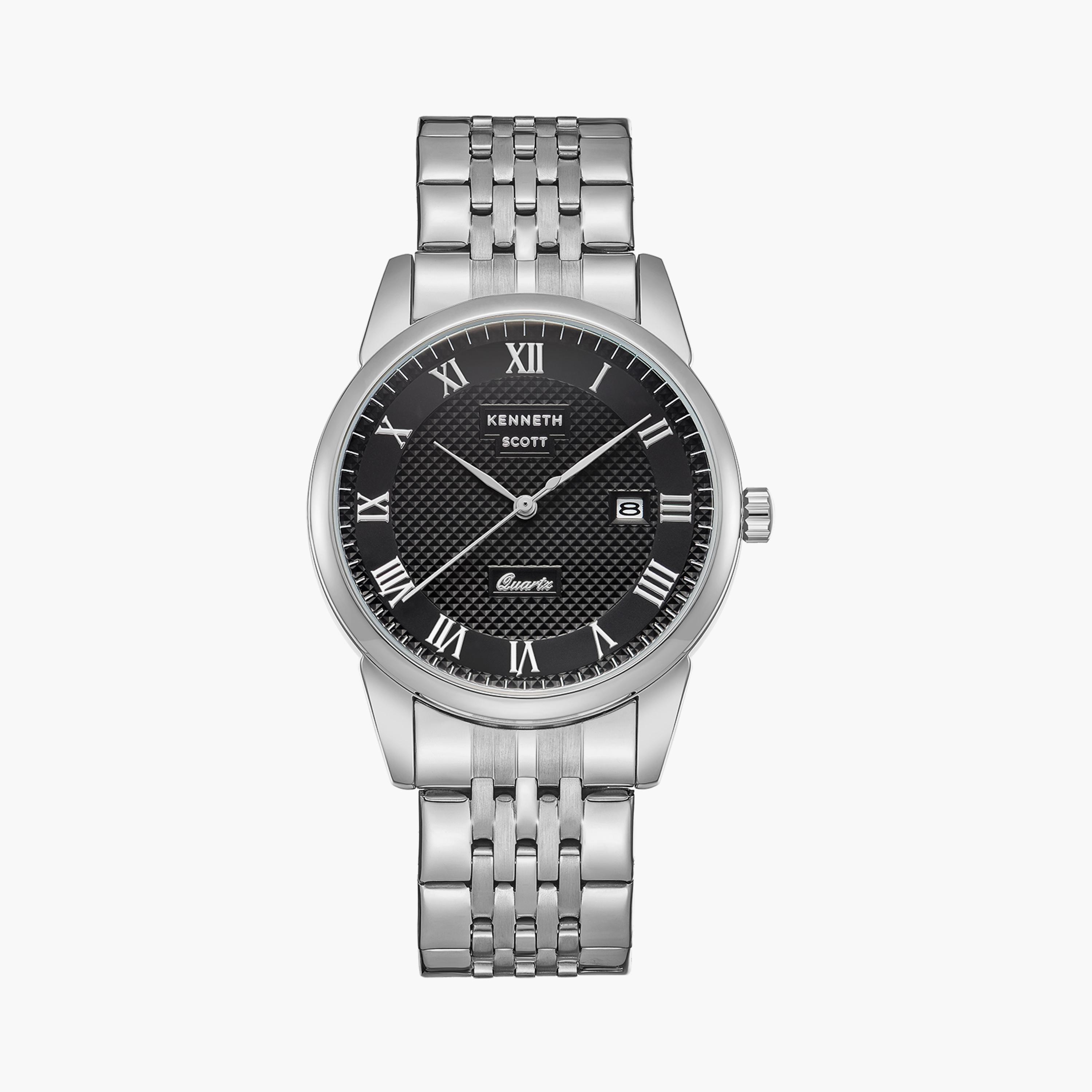 Kenneth Scott Men's Japanese Quartz Movement Silver Analog Metal Watch | K23030-SBSB-men-watchesandjewellery-watches-image-1