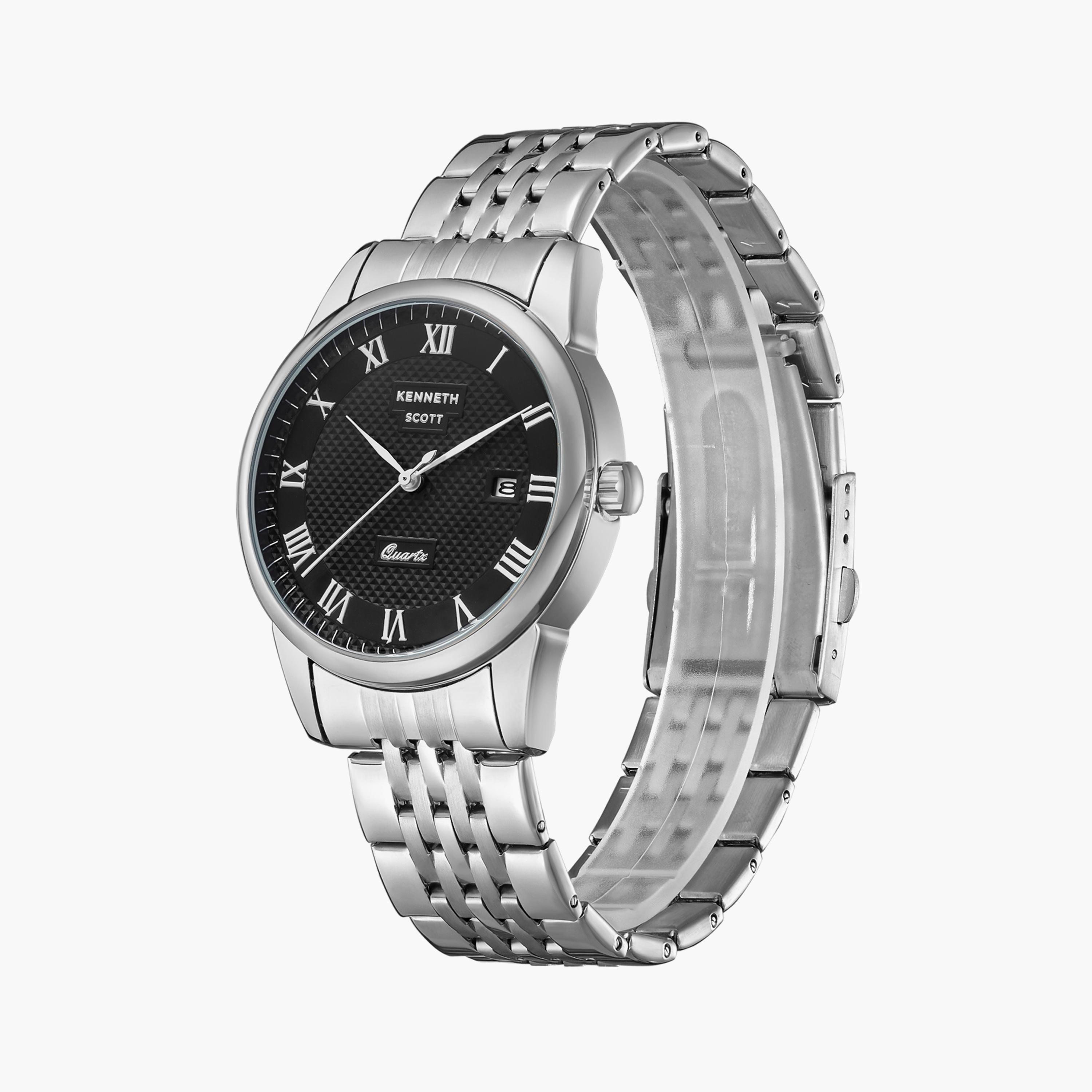 Kenneth Scott Men's Japanese Quartz Movement Silver Analog Metal Watch | K23030-SBSB-men-watchesandjewellery-watches-image-2