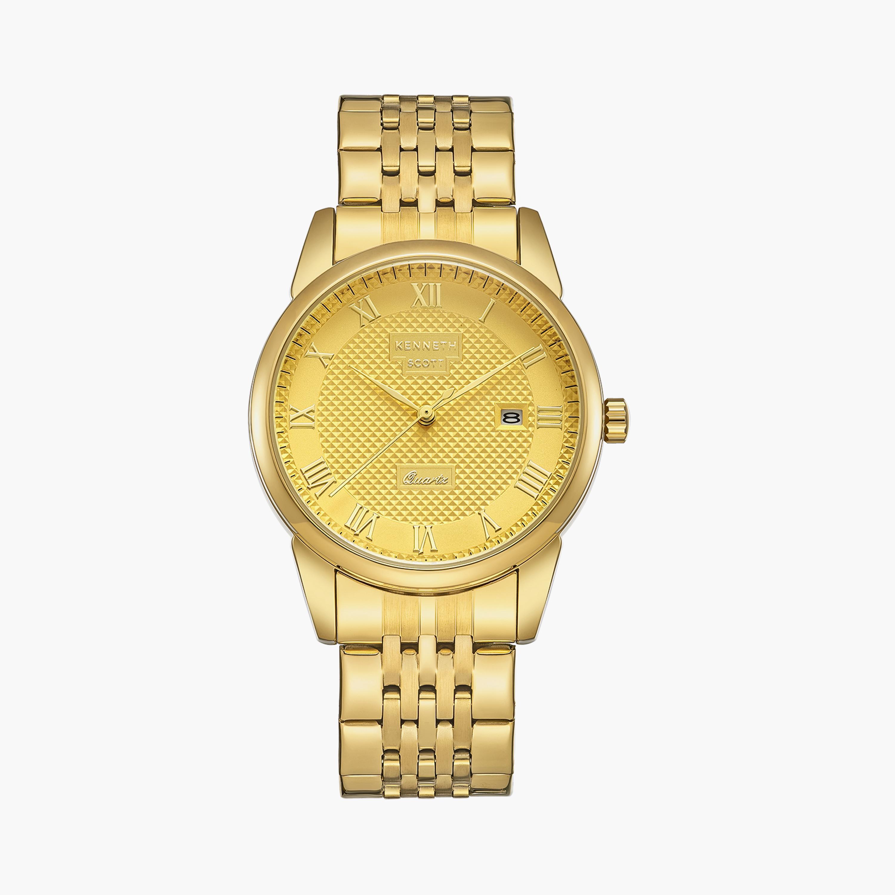 Kenneth Scott Men's Japanese Quartz Movement Gold Analog Metal Watch | K23030-GBGC-men-watchesandjewellery-watches-image-1