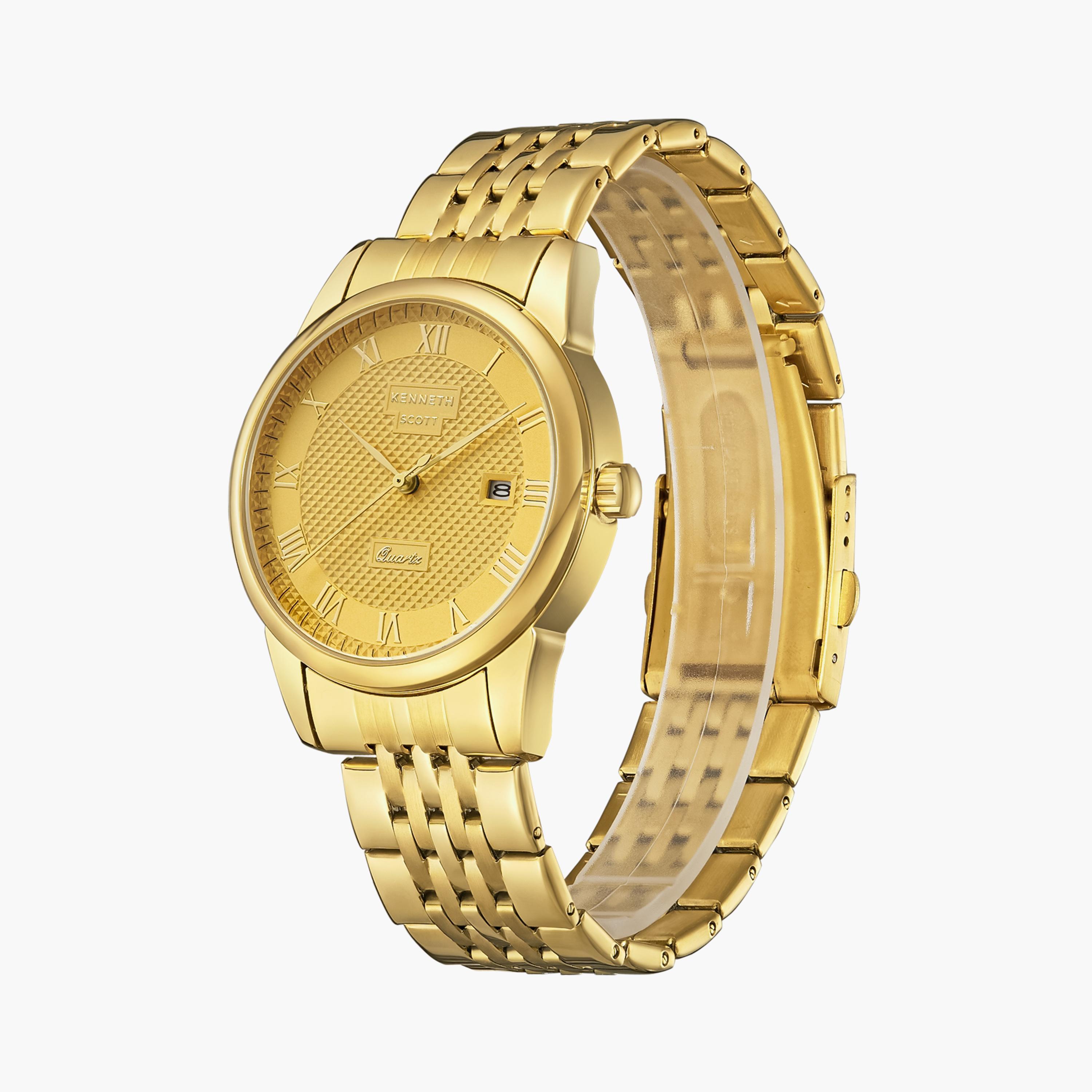 Kenneth Scott Men's Japanese Quartz Movement Gold Analog Metal Watch | K23030-GBGC-men-watchesandjewellery-watches-image-2