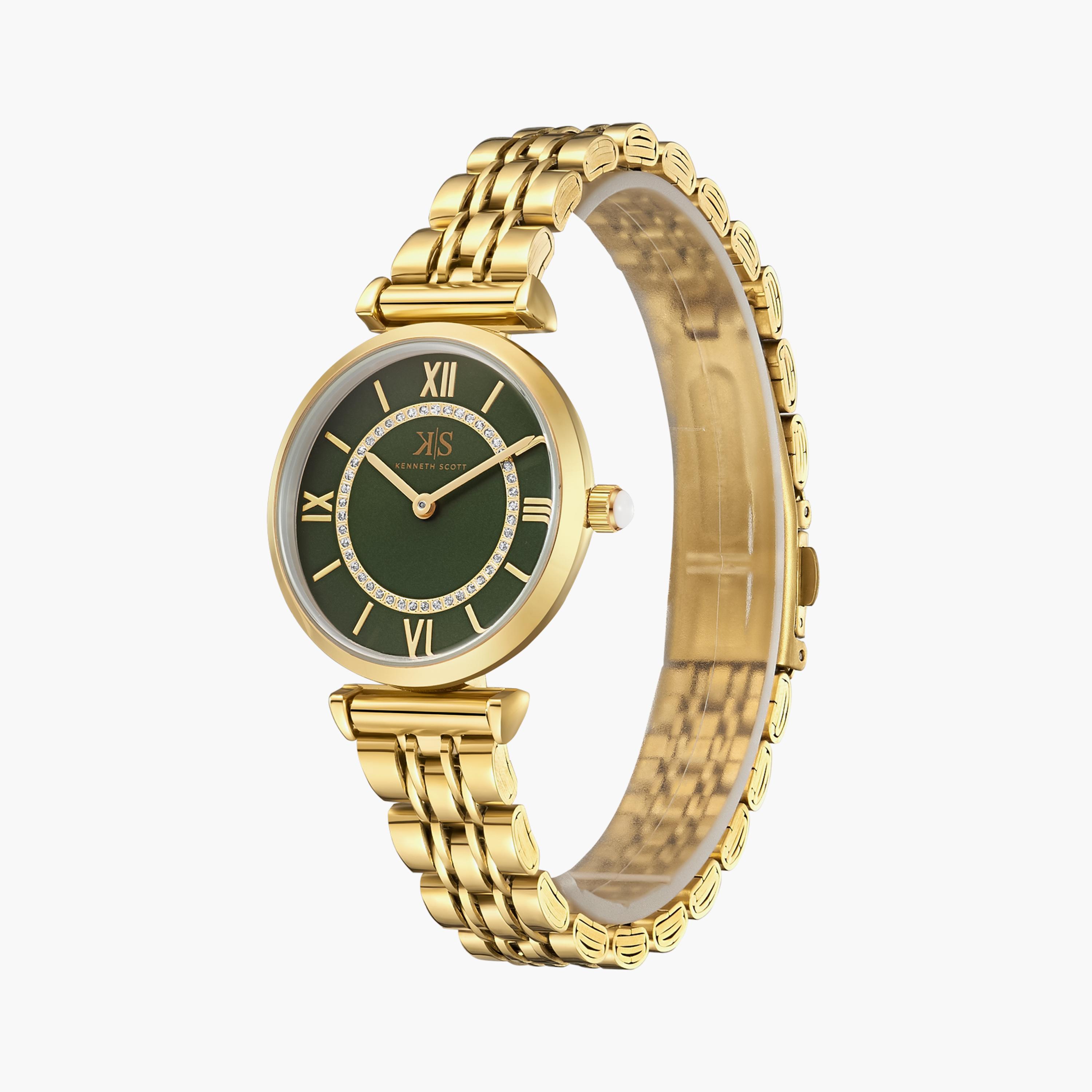 Kenneth Scott Japanese Quartz Movement Gold Analog Metal Watch | K23531-GBGG-women-watchesandjewellery-watches-image-2