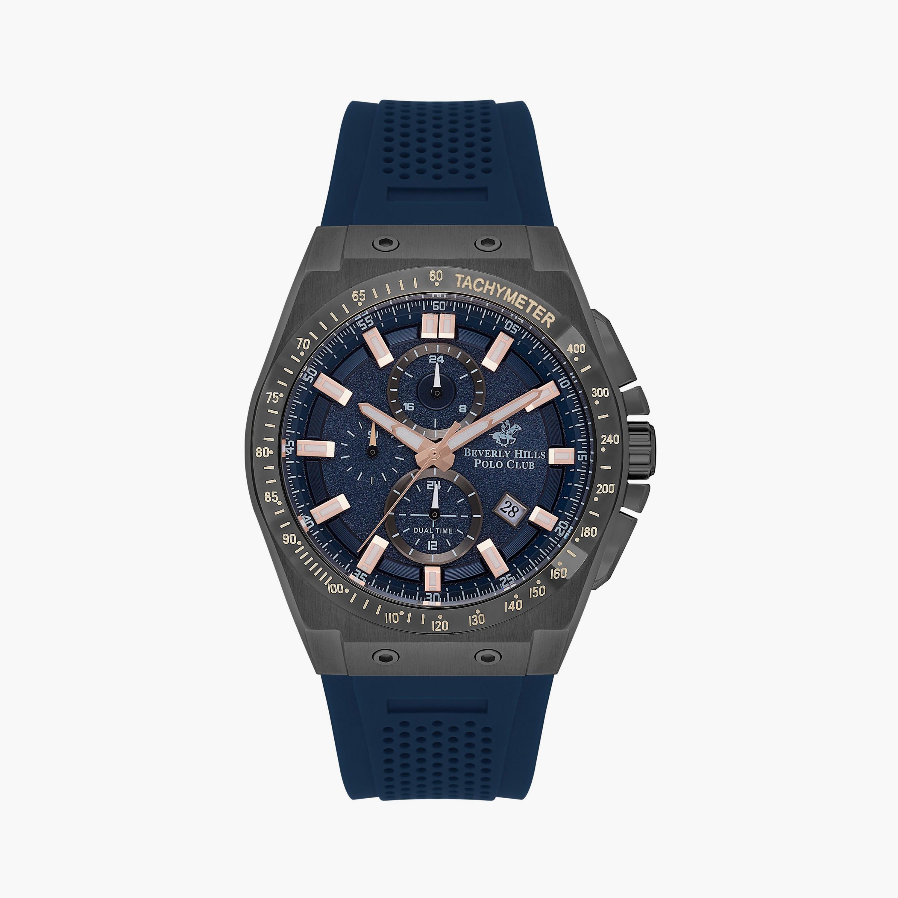 Beverly Hills Polo Club Men's Deep Navy Chronograph Silicone Watch | BP3541X.099-men-watchesandjewellery-watches-image-1