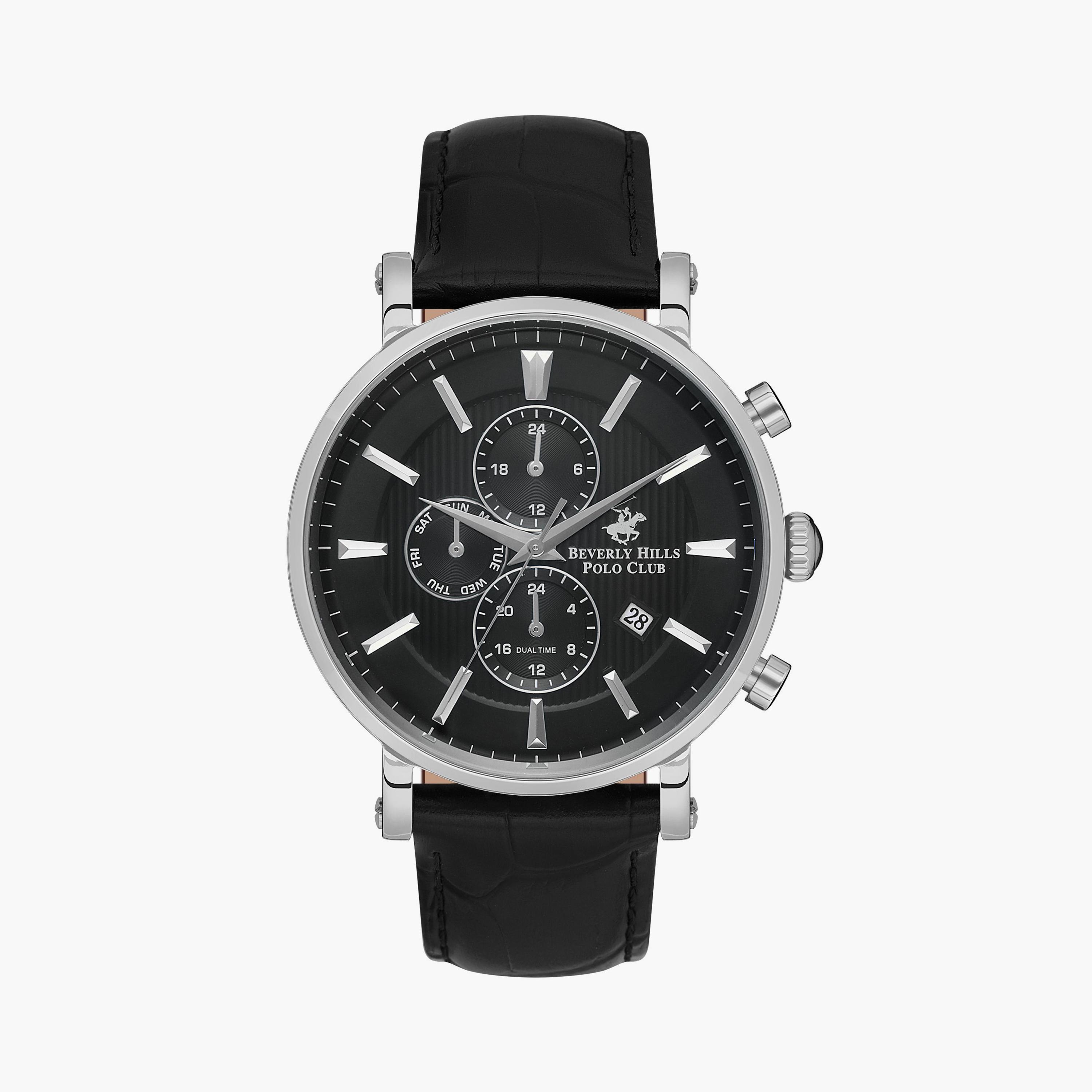 Beverly Hills Polo Club Men's Black Chronograph Leather Watch | BP3548X.351-men-watchesandjewellery-watches-image-1