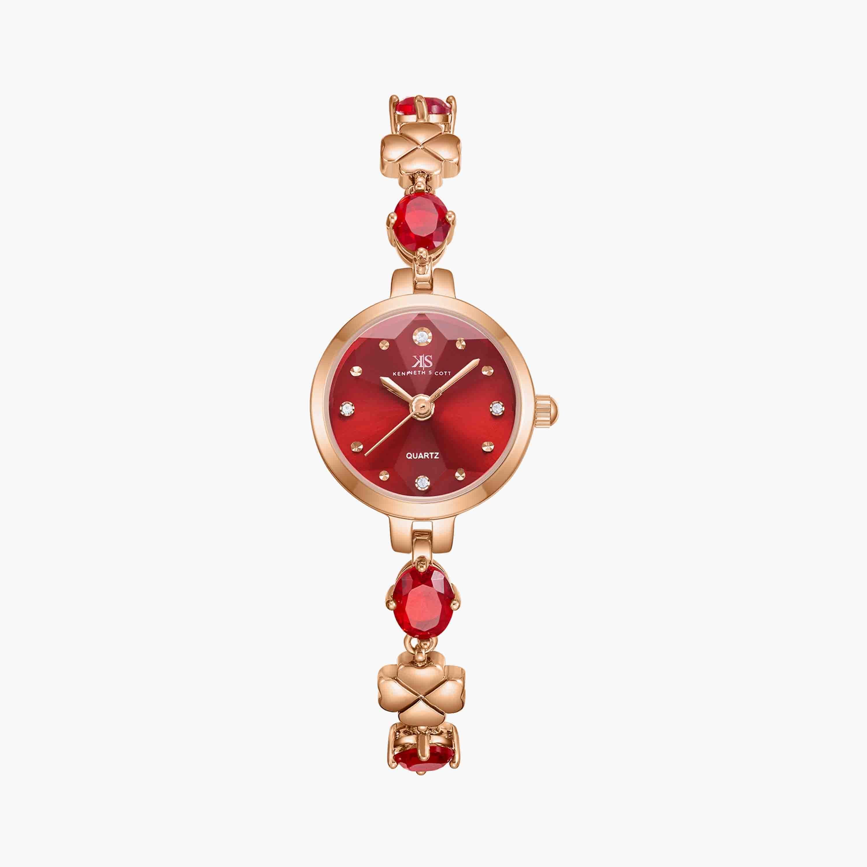 Kenneth Scott Red Analog Metal Watch | K23541-KBRR-women-watchesandjewellery-watches-image-1