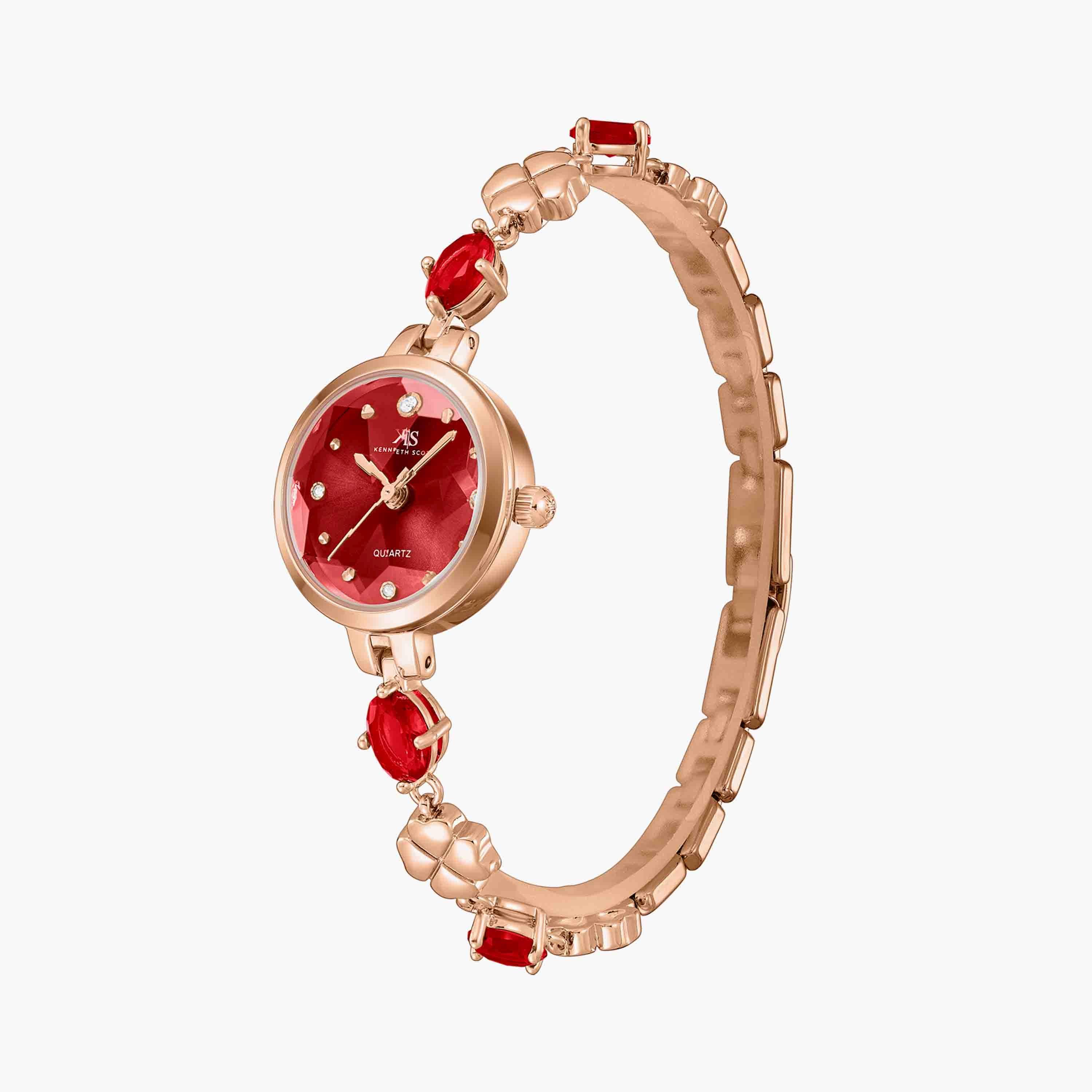 Kenneth Scott Red Analog Metal Watch | K23541-KBRR-women-watchesandjewellery-watches-image-2