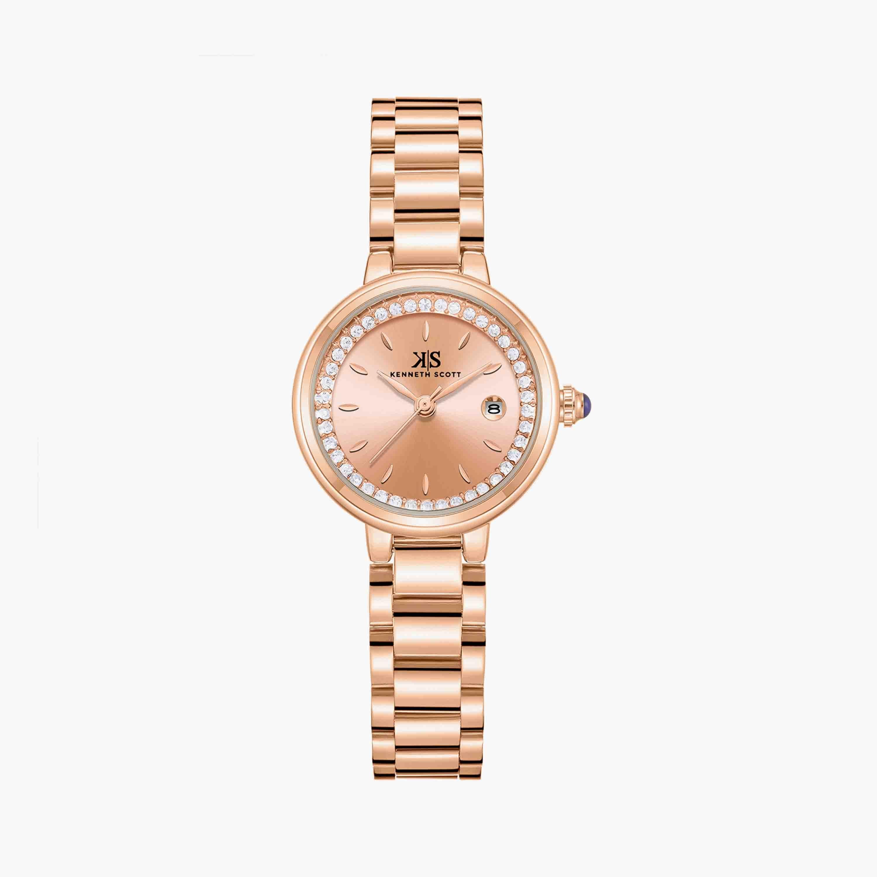 Kenneth Scott Rose Gold Analog Stainless Steel Watch | K23542-RBKK-women-watchesandjewellery-watches-image-1