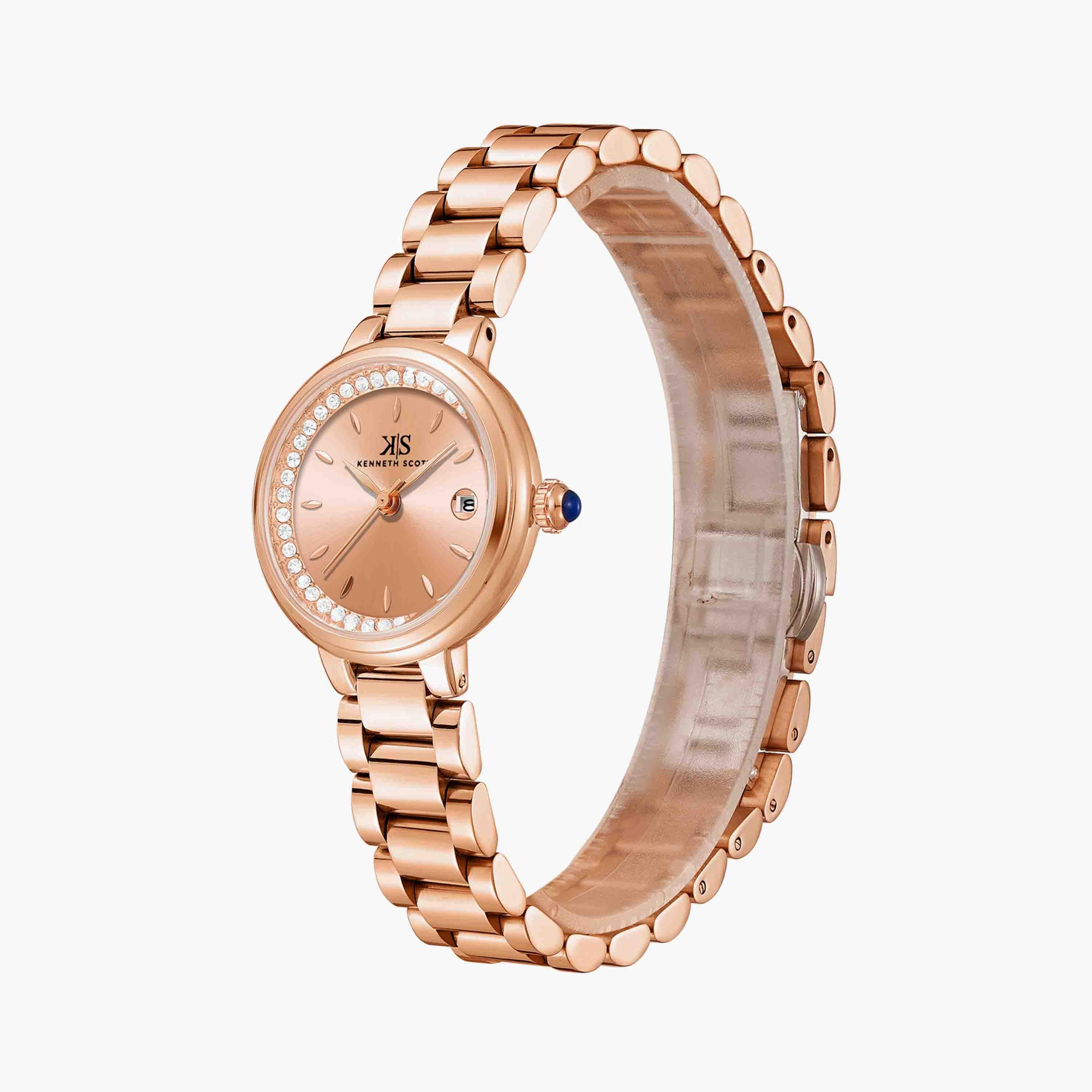 Kenneth Scott Rose Gold Analog Stainless Steel Watch | K23542-RBKK-women-watchesandjewellery-watches-image-2