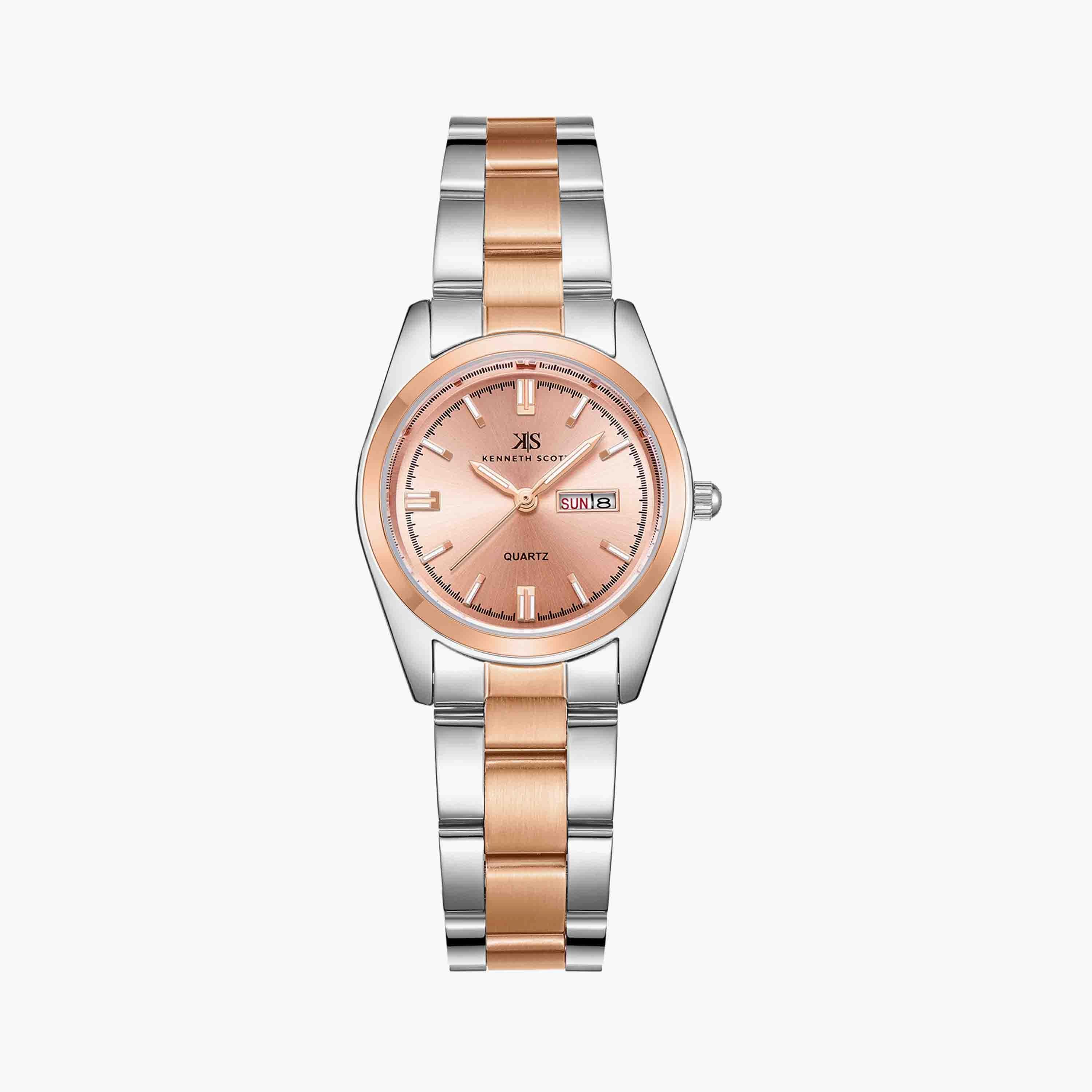 Kenneth Scott Silver & Rose Gold Analog Stainless Steel Watch | K23543-RBKM-women-watchesandjewellery-watches-image-1
