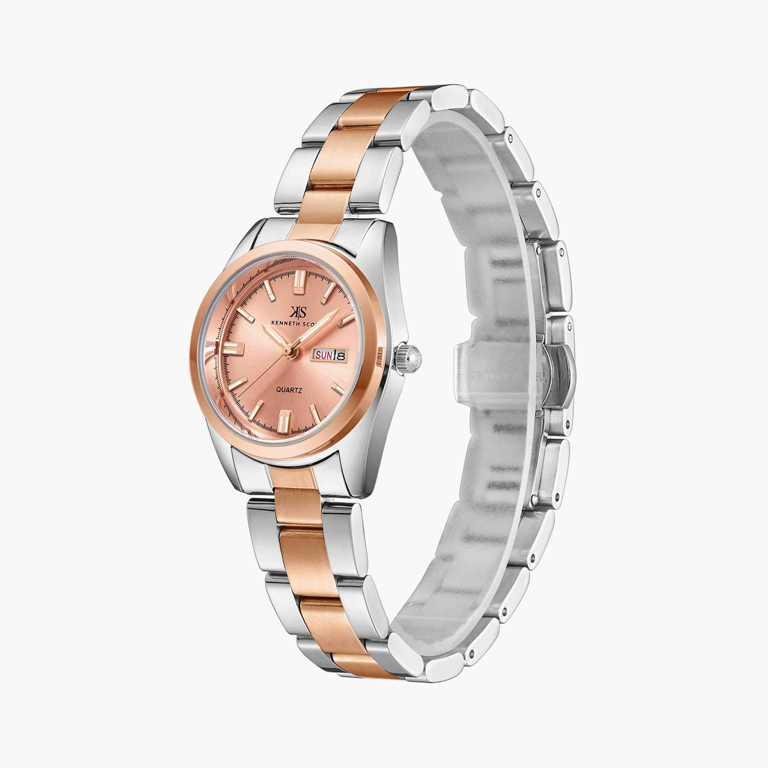 Kenneth Scott Silver & Rose Gold Analog Stainless Steel Watch | K23543-RBKM-women-watchesandjewellery-watches-image-2