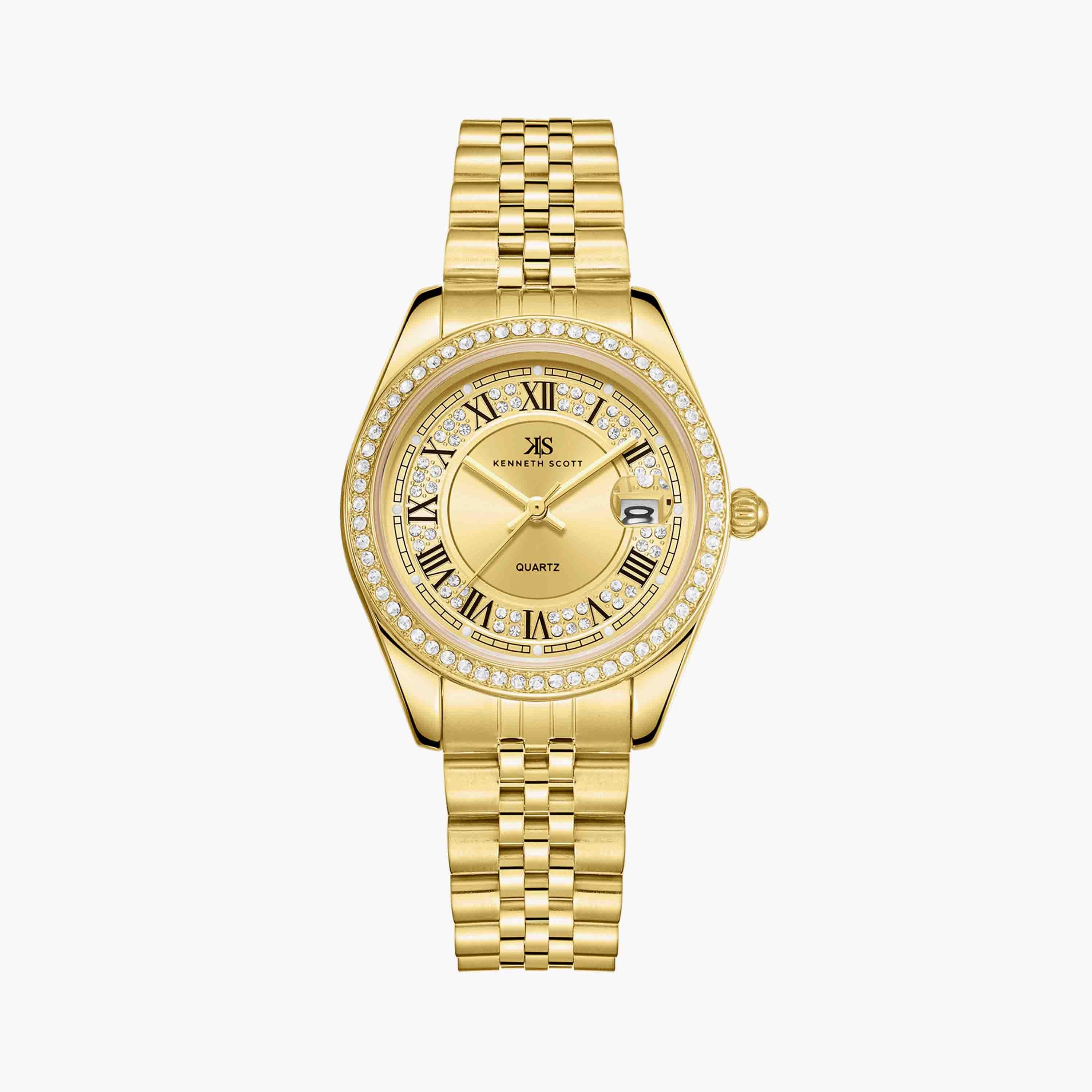 Kenneth Scott Women's Gold Analog Stainless Steel Watch | K23544-GBGC-women-watchesandjewellery-watches-image-1