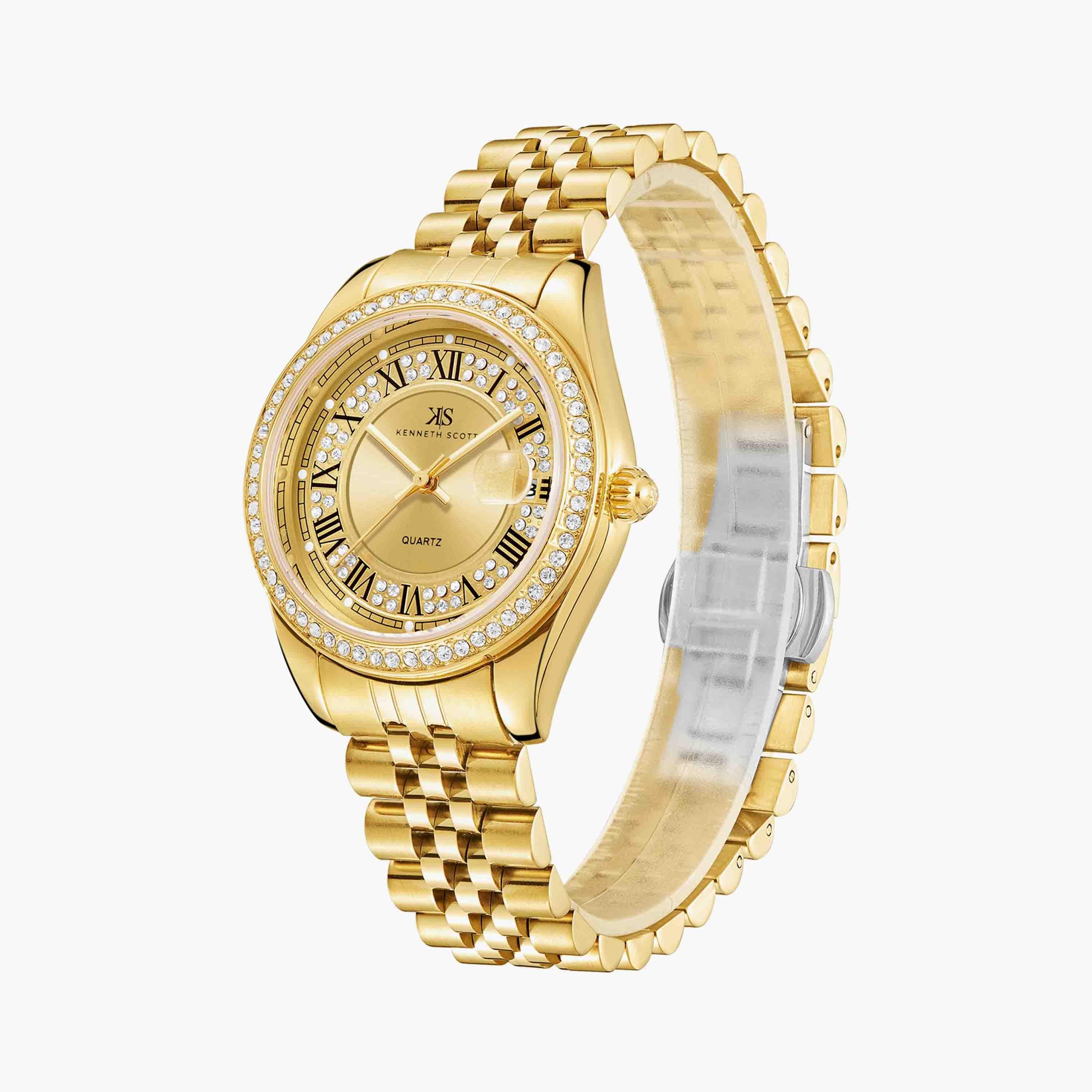 Kenneth Scott Women's Gold Analog Stainless Steel Watch | K23544-GBGC-women-watchesandjewellery-watches-image-2