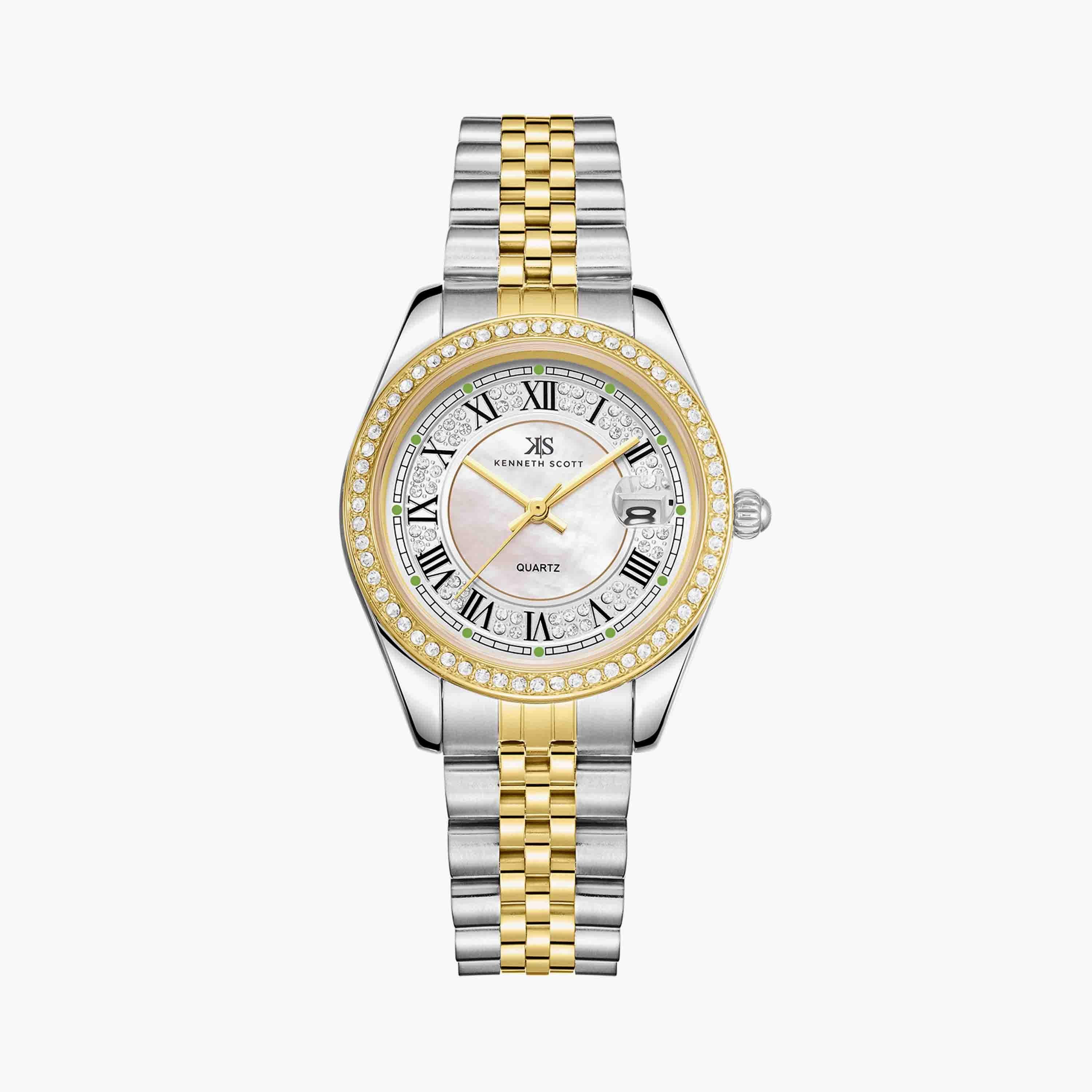 Kenneth Scott Women's Gold Analog Stainless Steel Watch | K23544-TBTW-women-watchesandjewellery-watches-image-1