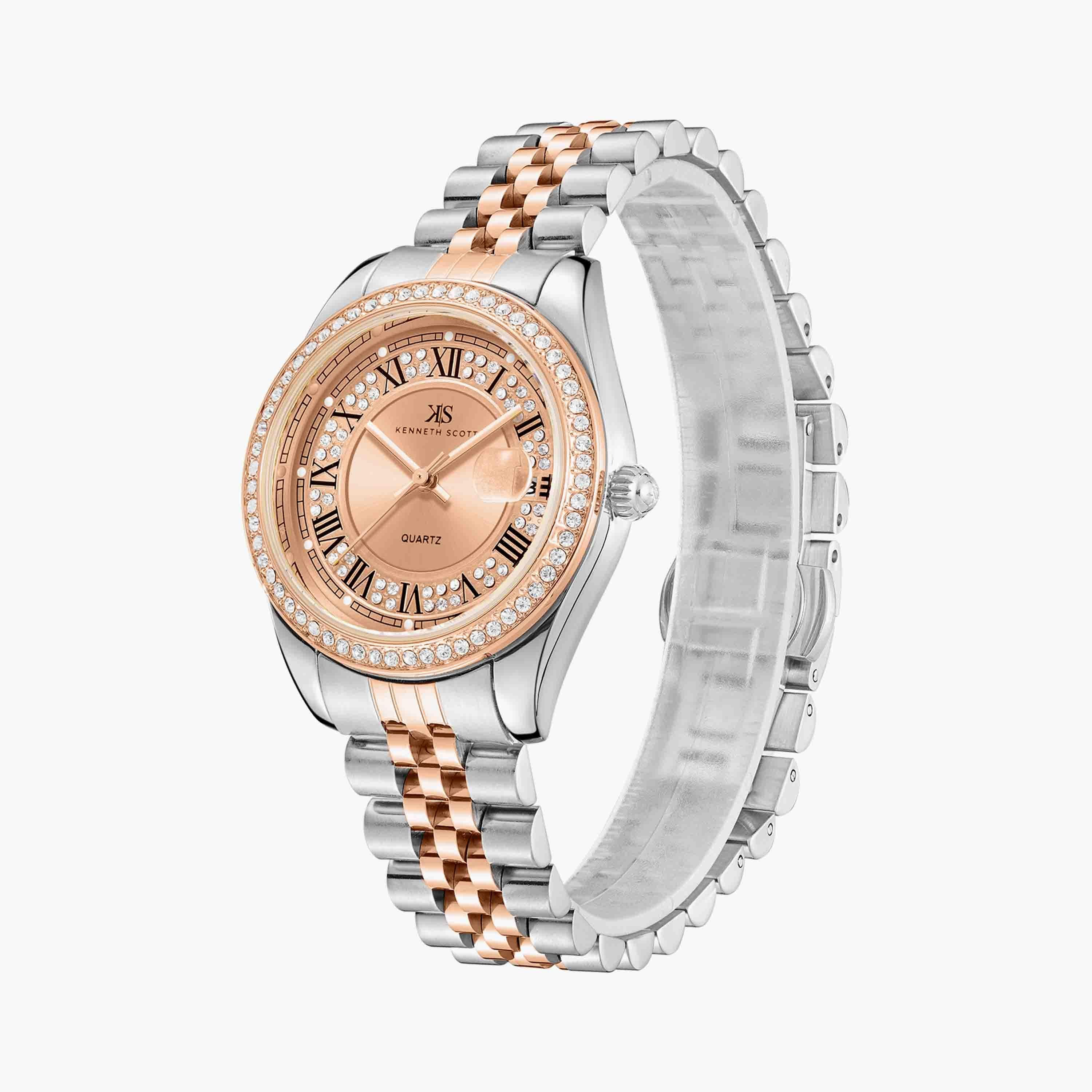 كينيث سكوت  ساعة يد نسائية تناظرية ستانلس ستيل فضي وروز جولد K23544-RBKK-women-watchesandjewellery-watches-image-2