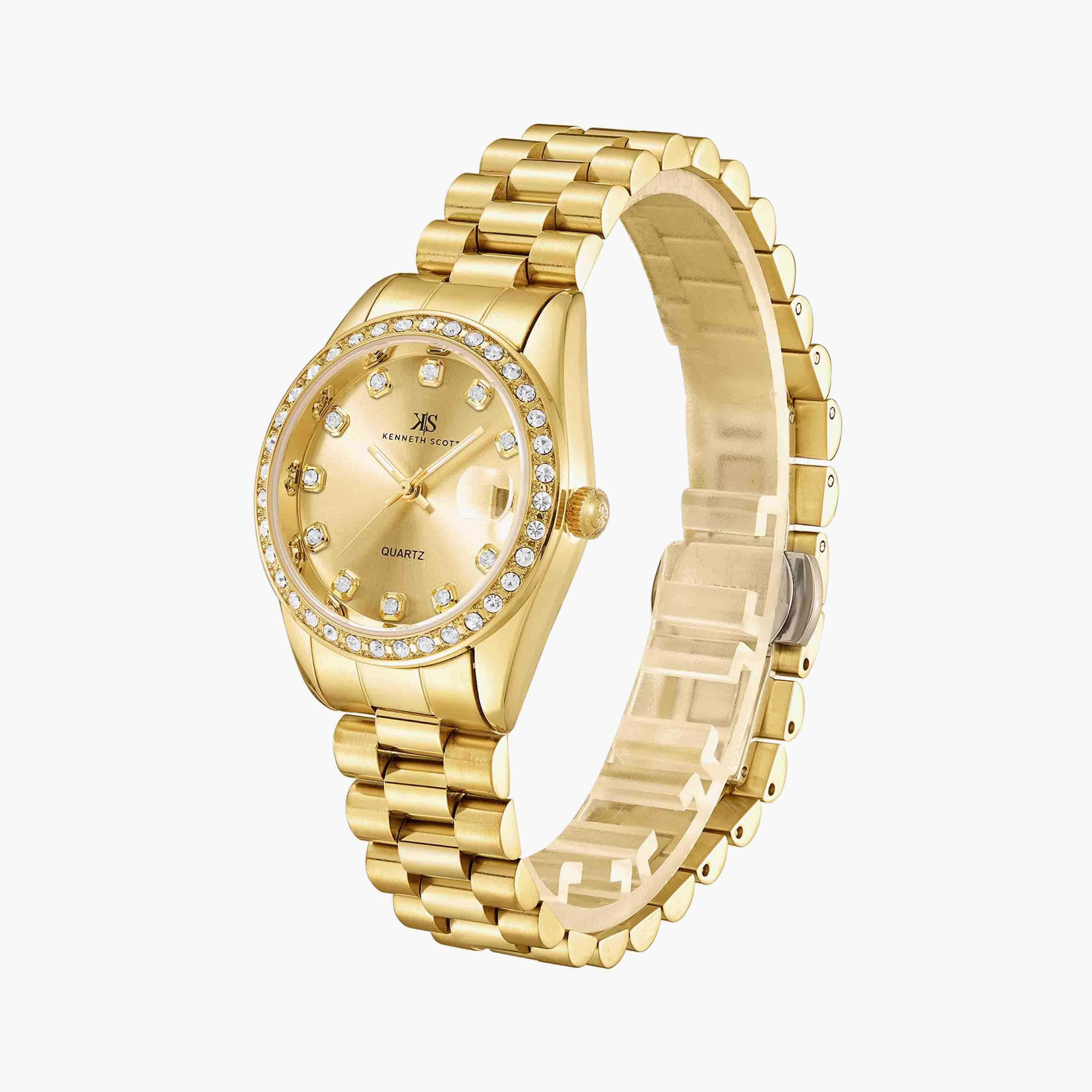 Kenneth Scott Gold Analog Stainless Steel Watch | K23545-GBGC-women-watchesandjewellery-watches-image-2