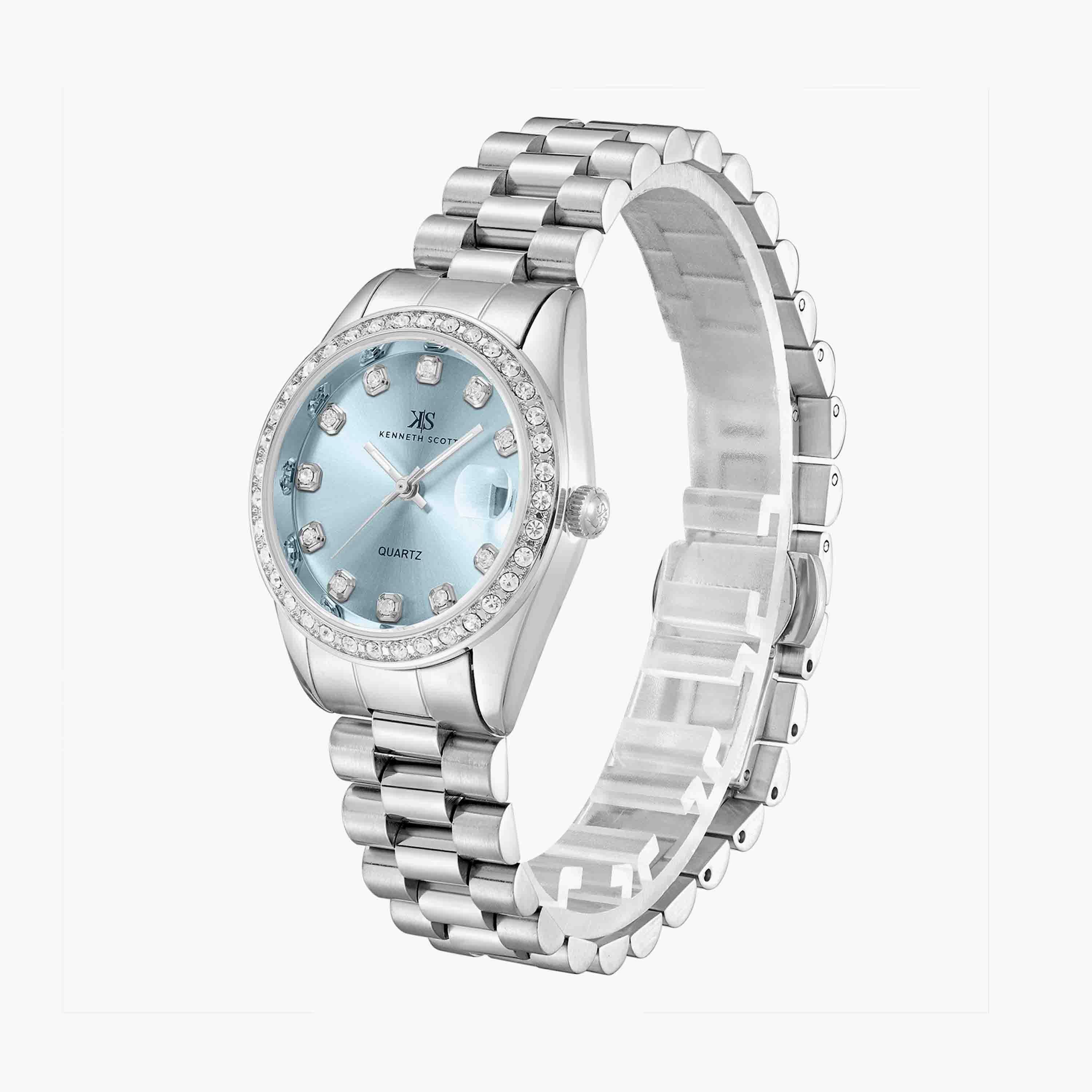 Kenneth Scott Silver Analog Stainless Steel Watch | K23545-SBSL-women-watchesandjewellery-watches-image-2