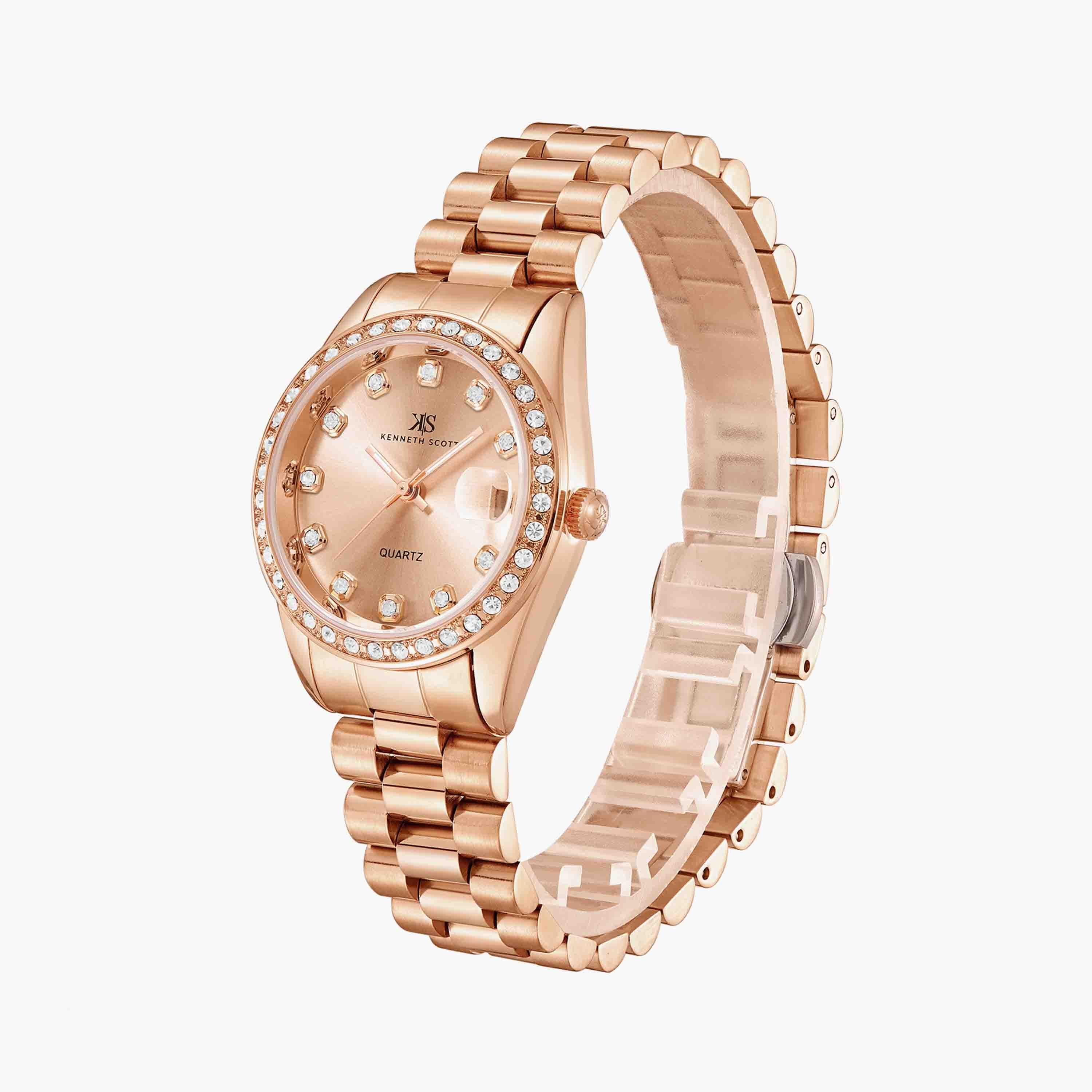 Kenneth Scott Rose Gold Analog Stainless Steel Watch | K23545-RBKK-women-watchesandjewellery-watches-image-2