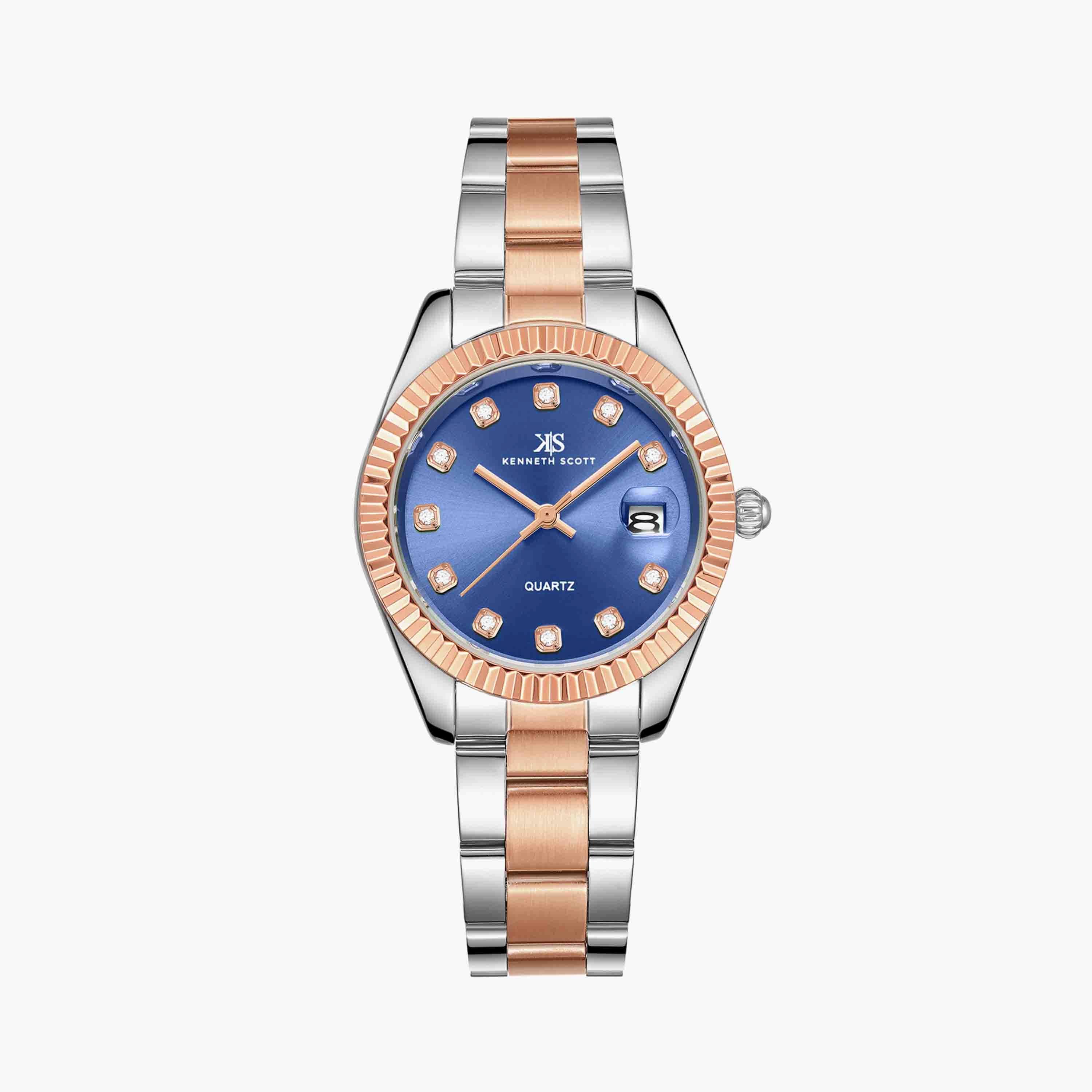 Kenneth Scott Women's Silver & Rose Gold Analog Stainless Steel Watch | K23546-KBKN-women-watchesandjewellery-watches-image-1