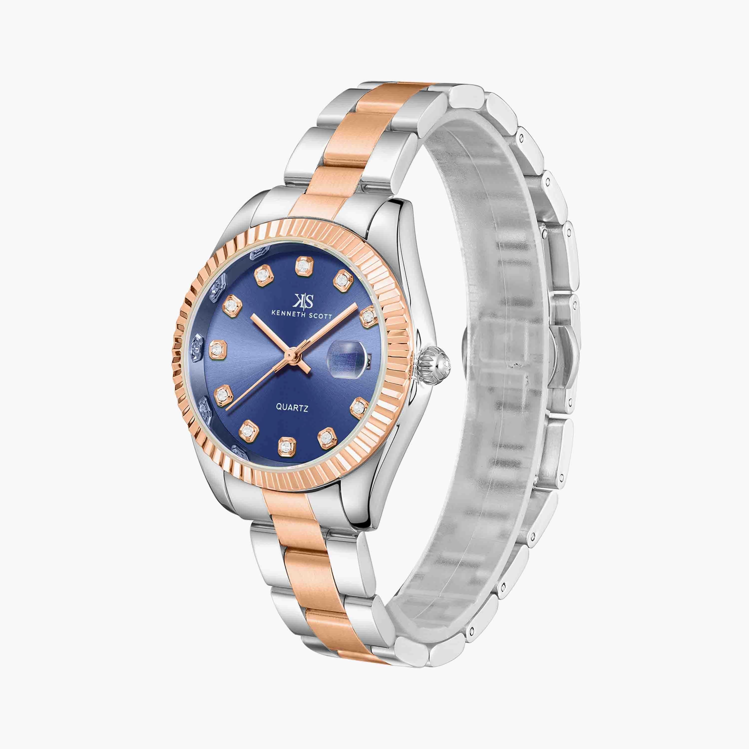 Kenneth Scott Women's Silver & Rose Gold Analog Stainless Steel Watch | K23546-KBKN-women-watchesandjewellery-watches-image-3
