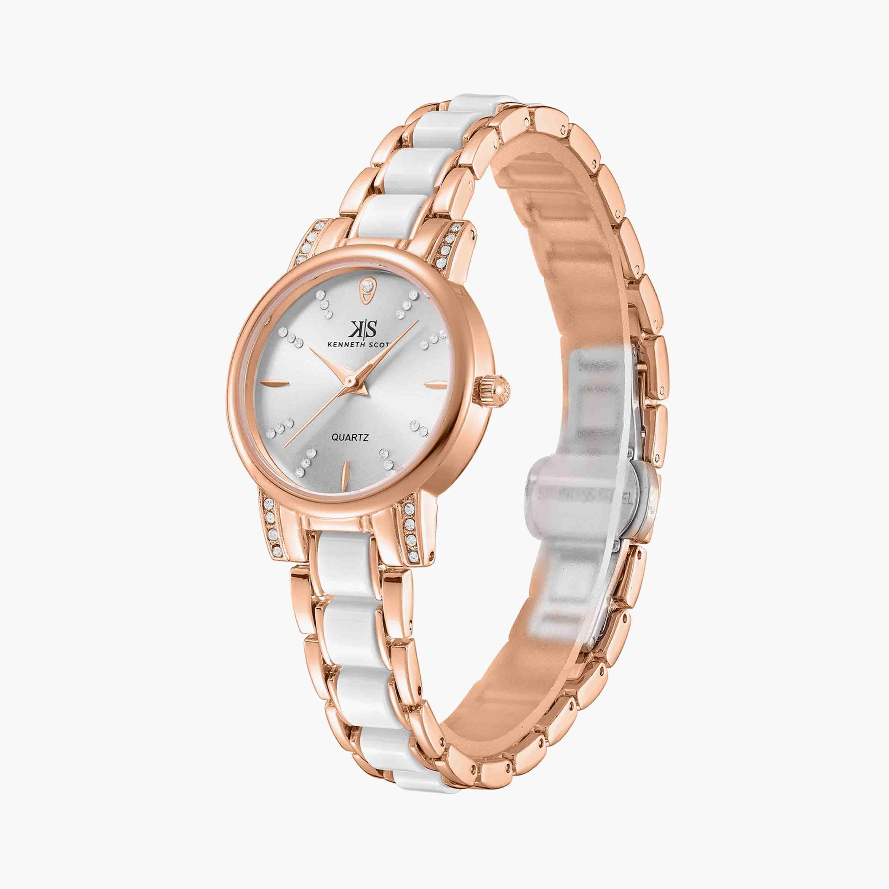 كينيث سكوت ساعة يد تناظرية ستانلس ستيل أبيض K23547-KCWW-women-watchesandjewellery-watches-image-2