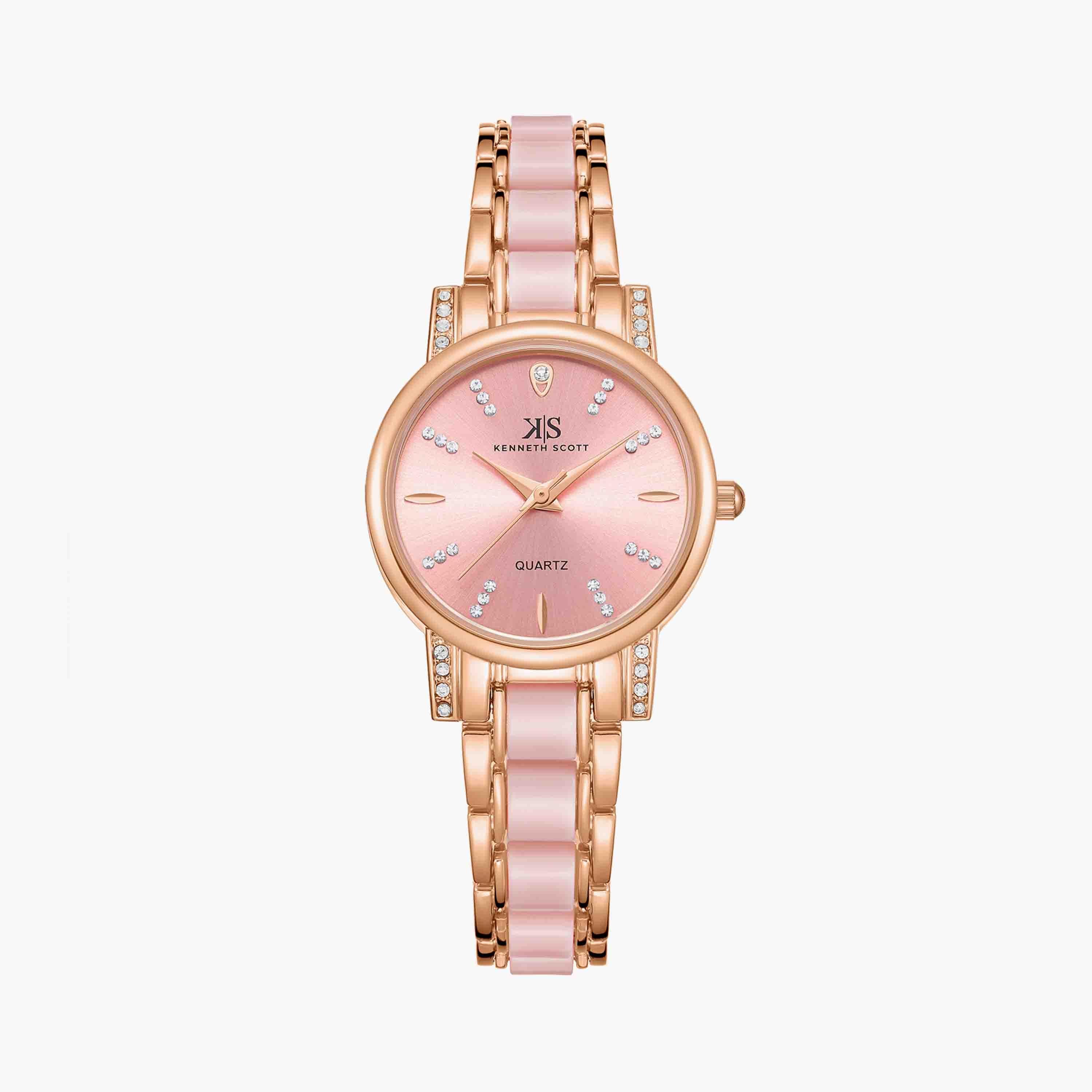 Kenneth Scott Pink Analog Stainless Steel Watch | K23547-KCPP-women-watchesandjewellery-watches-image-1