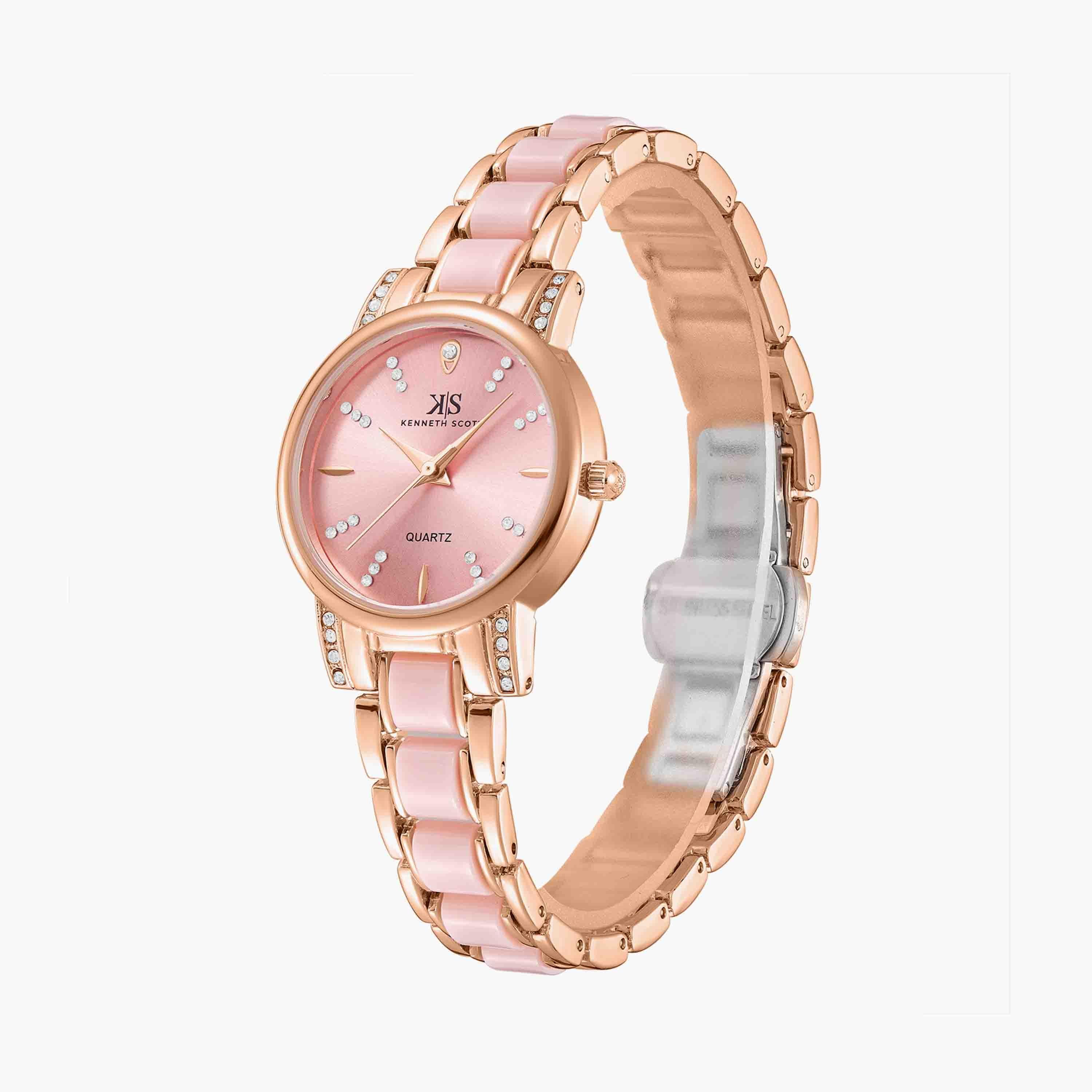 Kenneth Scott Pink Analog Stainless Steel Watch | K23547-KCPP-women-watchesandjewellery-watches-image-2