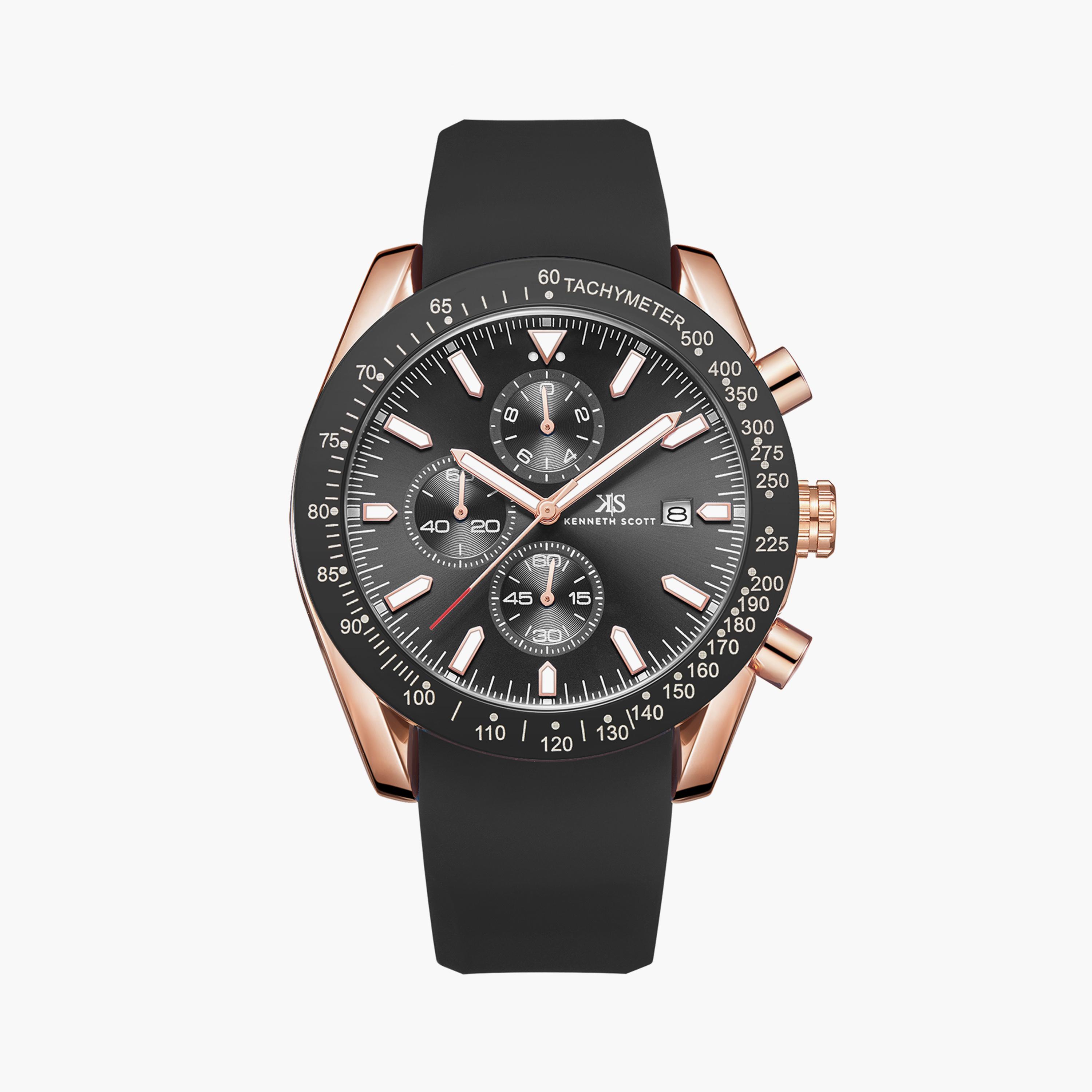 كينيث سكوت ساعة يد رجالية كرونوغراف سيليكون أسود K23148-RSBB-men-watchesandjewellery-watches-image-1