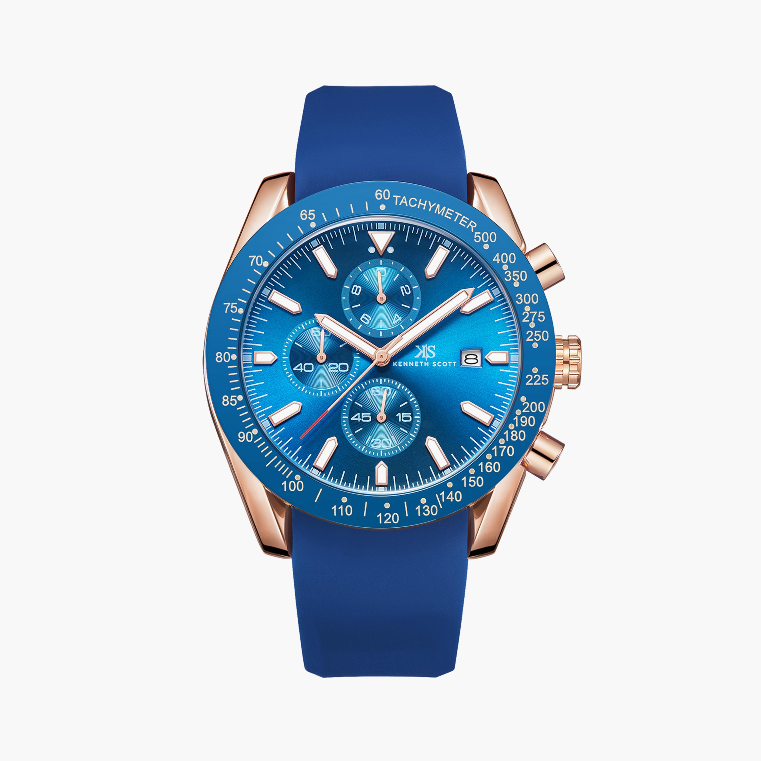 Kenneth Scott Men's Deep Navy Chronograph Silicone Watch | K23148-RSNN-men-watchesandjewellery-watches-image-1