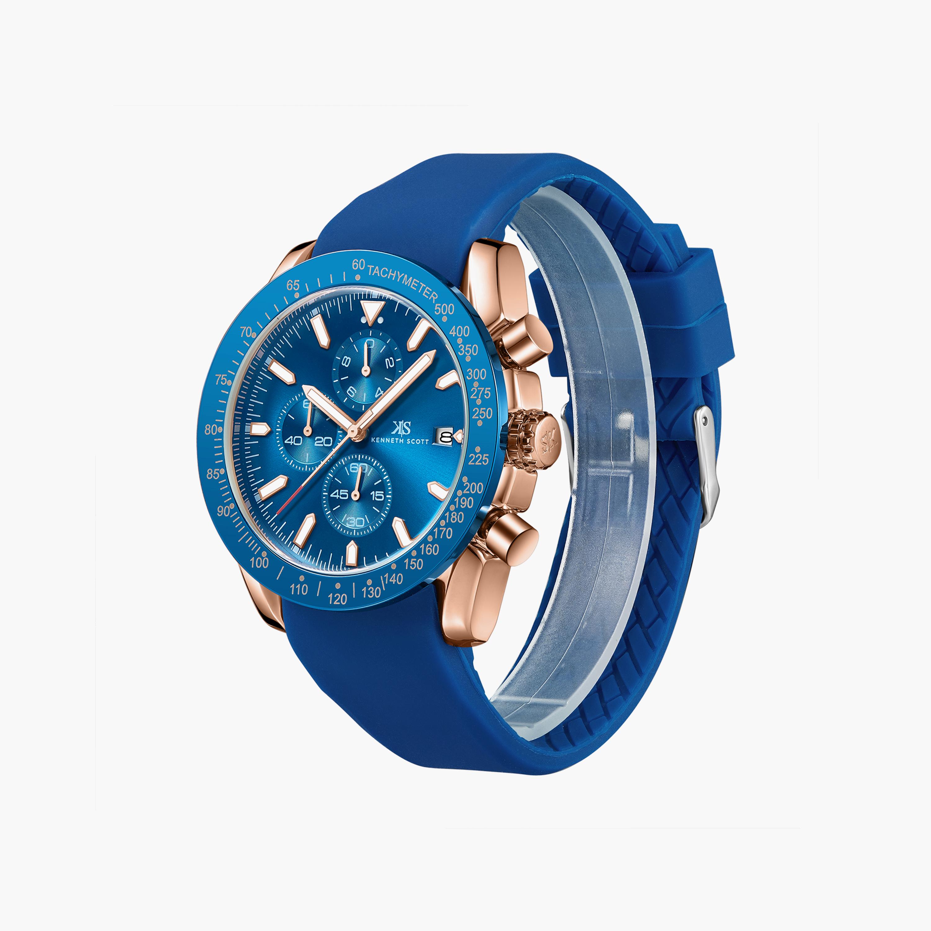 Kenneth Scott Men's Deep Navy Chronograph Silicone Watch | K23148-RSNN-men-watchesandjewellery-watches-image-2