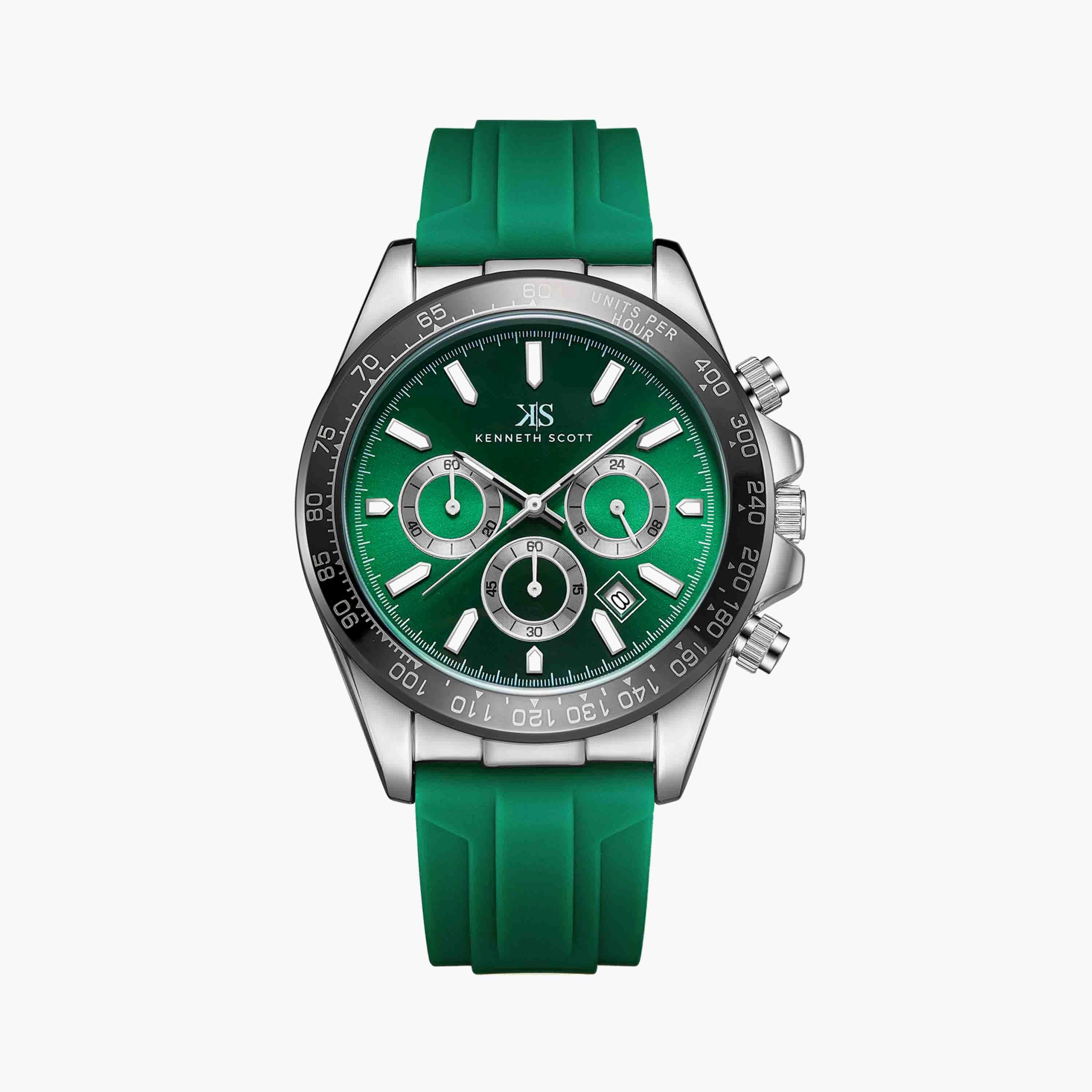 كينيث سكوت ساعة يد رجالية كرونوغراف سيليكون أخضر K23149-SSHH-men-watchesandjewellery-watches-image-1