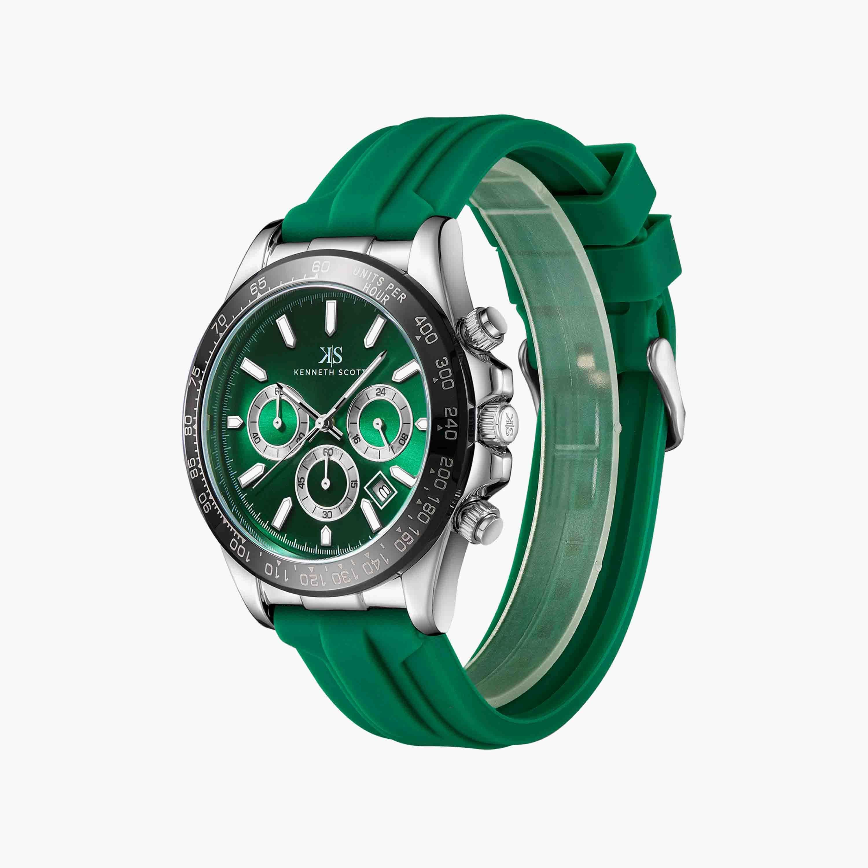كينيث سكوت ساعة يد رجالية كرونوغراف سيليكون أخضر K23149-SSHH-men-watchesandjewellery-watches-image-2