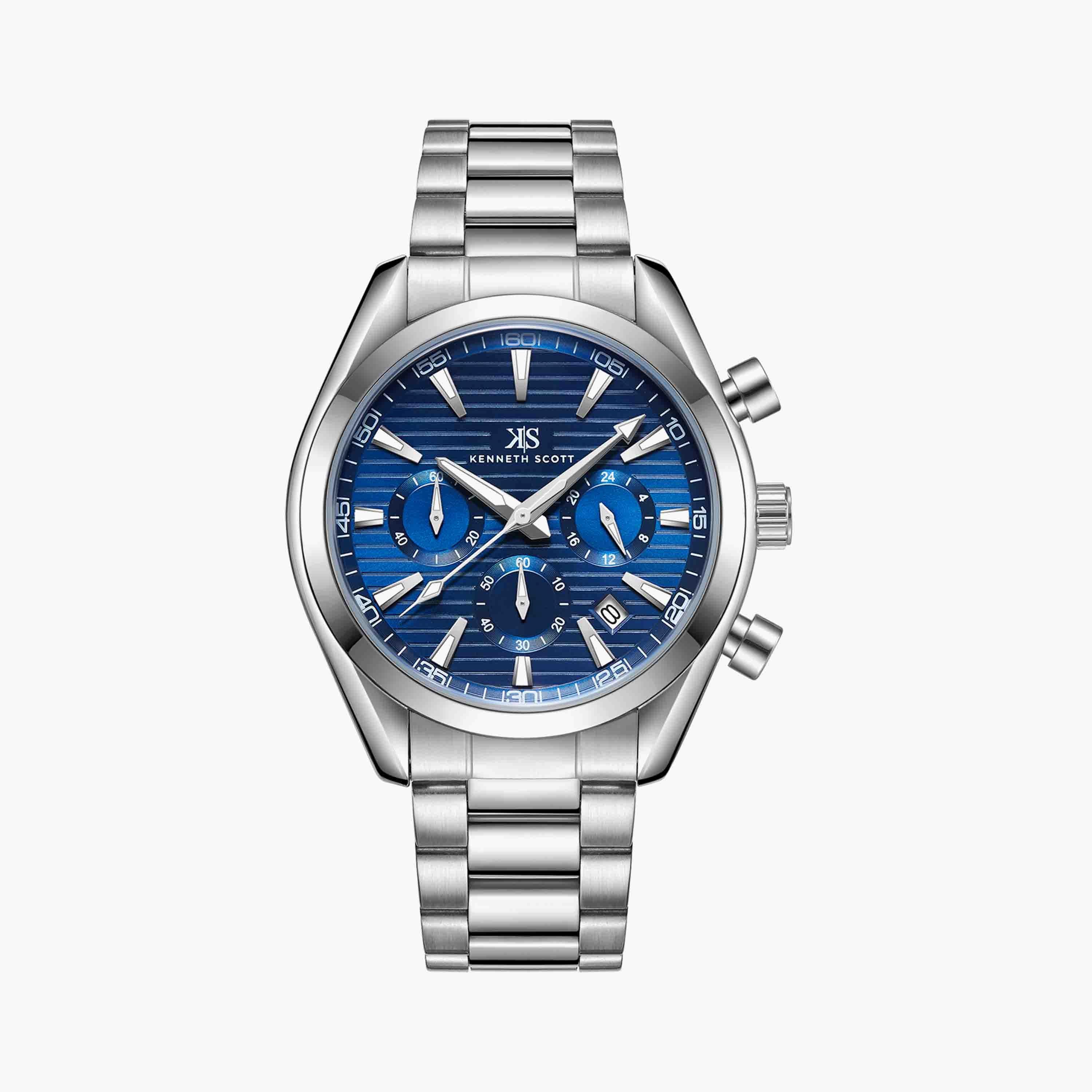 Kenneth Scott Men's Silver Chronograph Stainless Steel Watch | K23150-SBSN-men-watchesandjewellery-watches-image-1