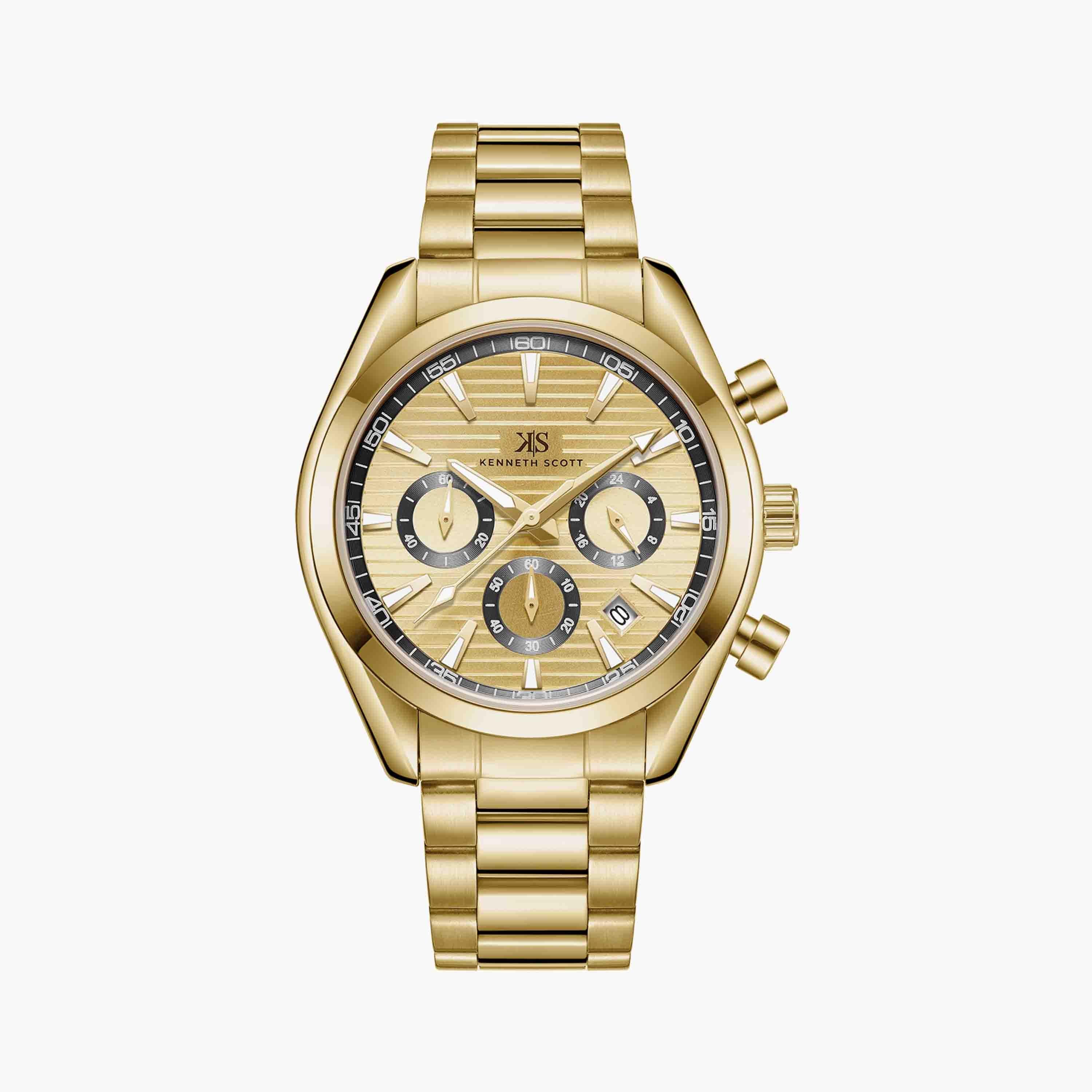 Kenneth Scott Men's Gold Chronograph Stainless Steel Watch | K23150-GBGC | 42 MM-men-watchesandjewellery-watches-image-1