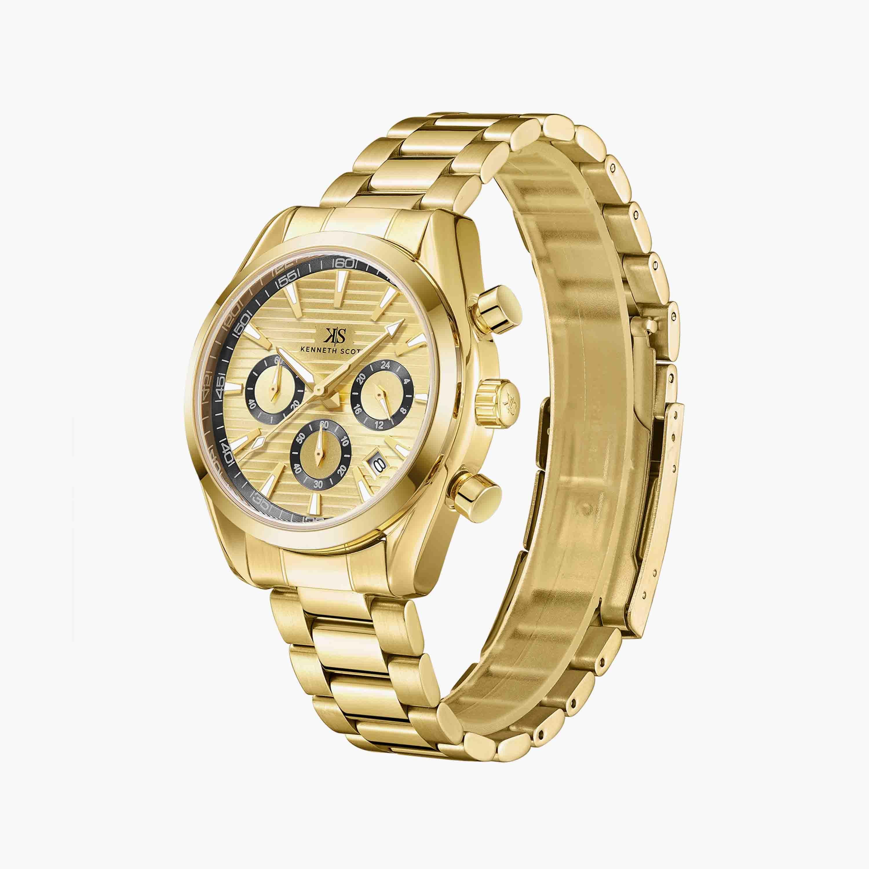 Kenneth Scott Men's Gold Chronograph Stainless Steel Watch | K23150-GBGC | 42 MM-men-watchesandjewellery-watches-image-2